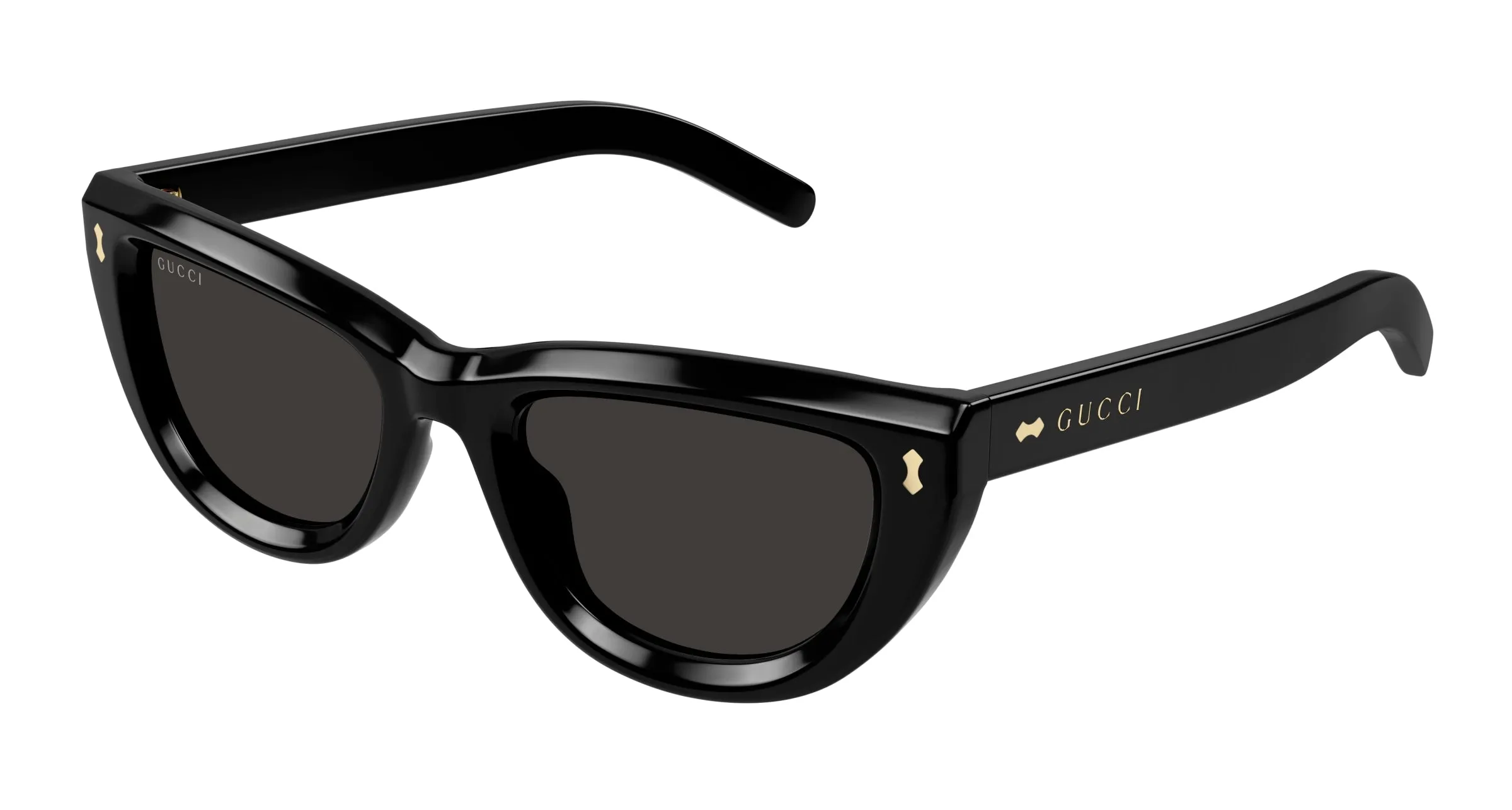 Gucci GG1521S 001 Occhiali da sole Acetato Nero Grigio Cat Eye - immagine 1