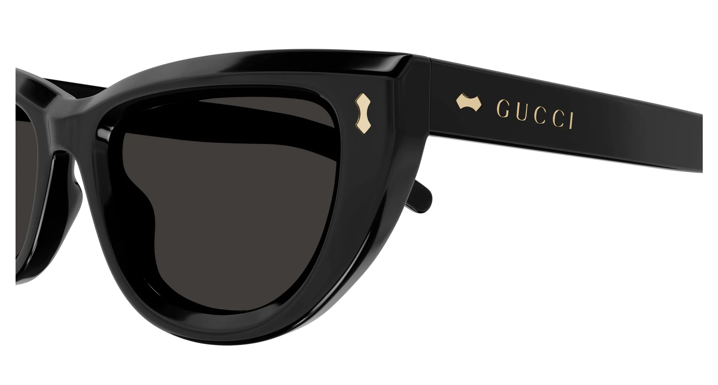 Gucci GG1521S 001 Occhiali da sole Acetato Nero Grigio Cat Eye - immagine 3