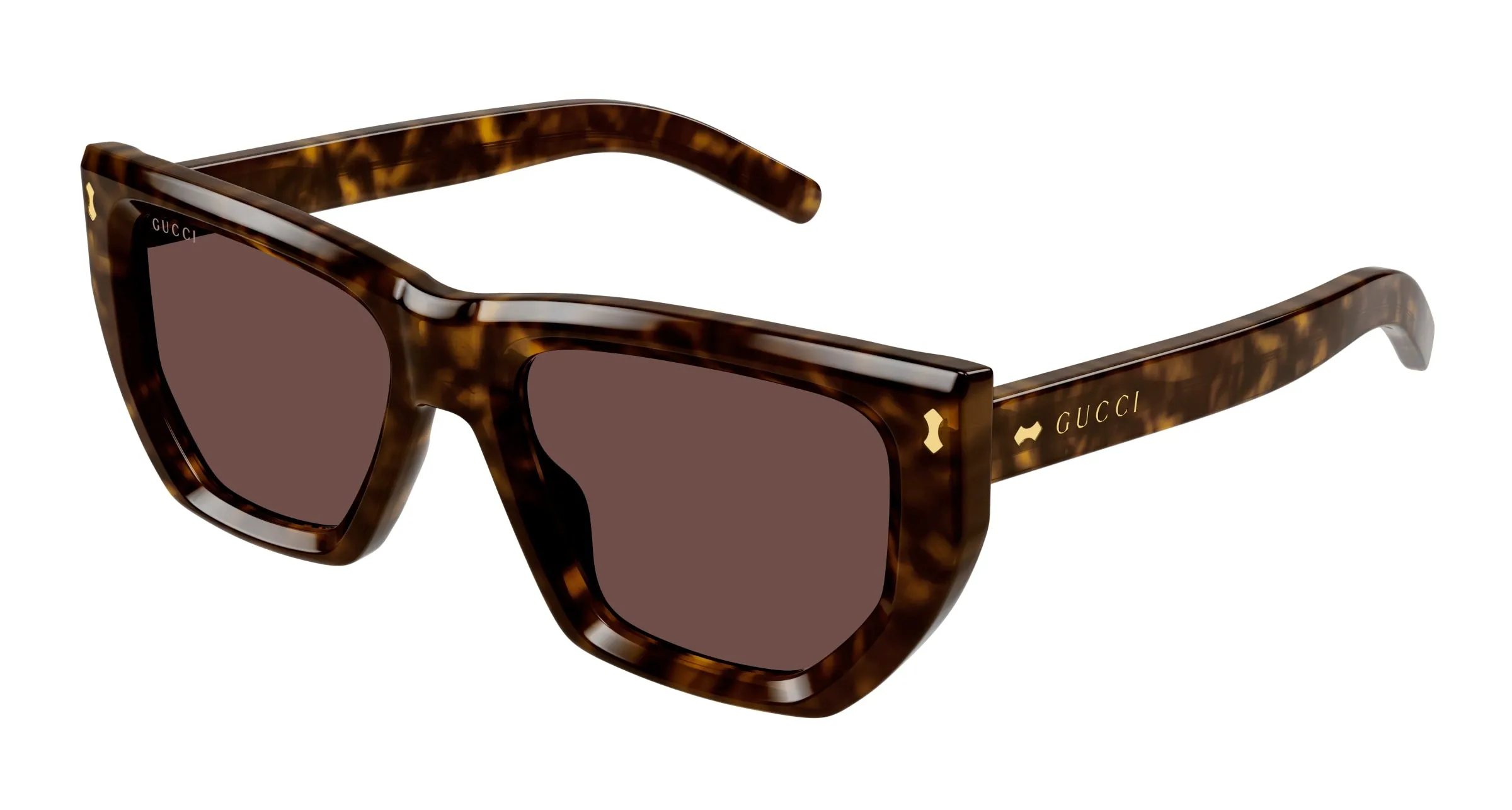 Gucci GG1520S 002 Occhiali da sole Acetato Havana Marrone Geometrica - immagine 1