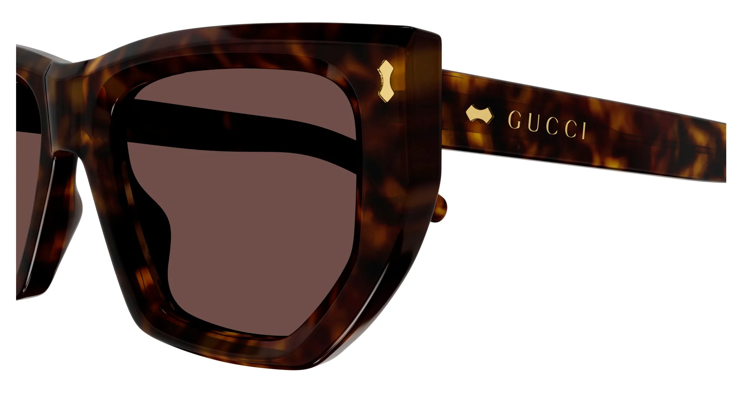 Gucci GG1520S 002 Occhiali da sole Acetato Havana Marrone Geometrica - immagine 3