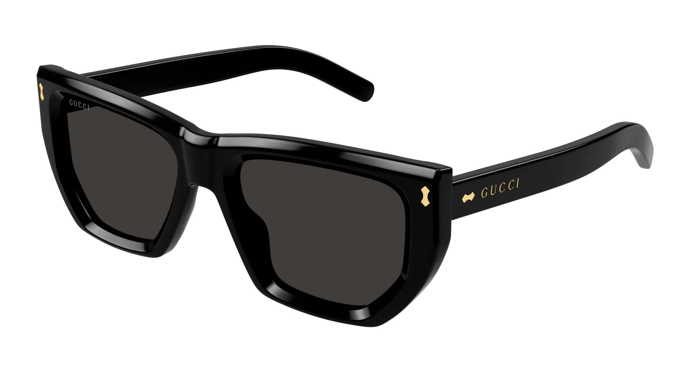 Gucci GG1520S 001 Occhiali da sole Acetato Nero Grigio Geometrica - immagine 1