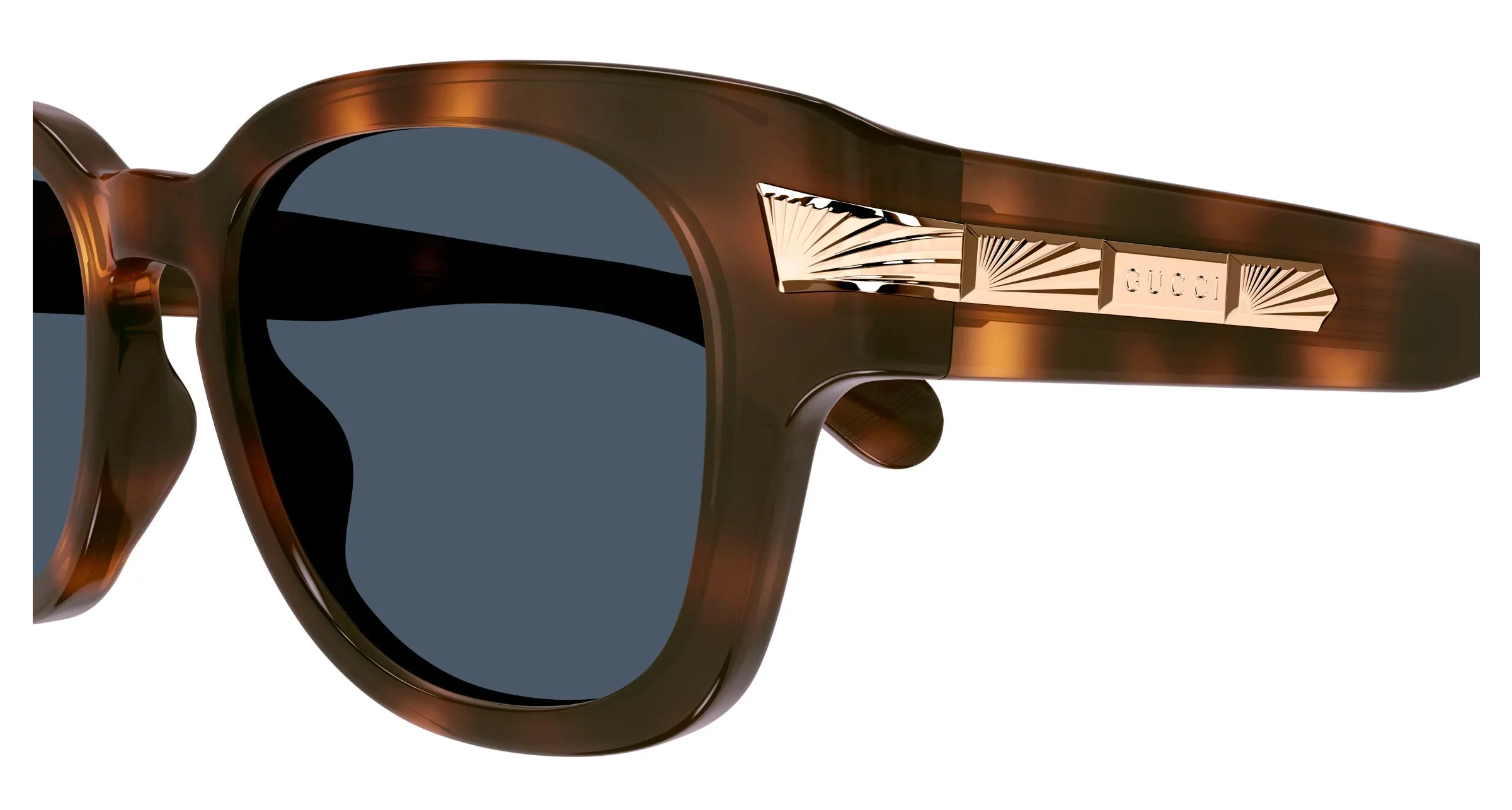 Gucci GG1518S 002 Occhiali da sole Acetato Havana Blu Rotonda - immagine 3
