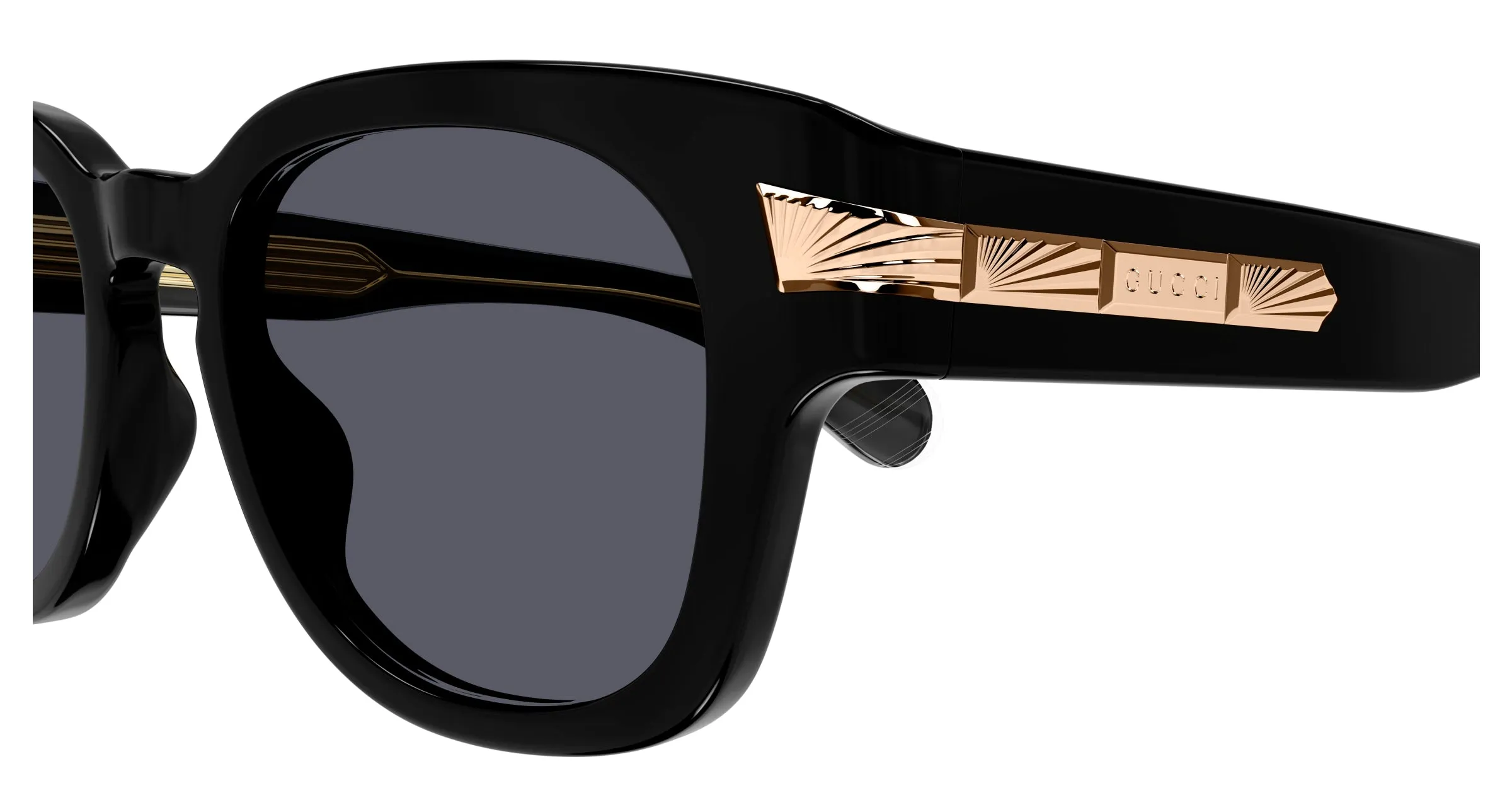 Gucci GG1518S 001 Occhiali da sole Acetato Nero Grigio Rotonda - immagine 3