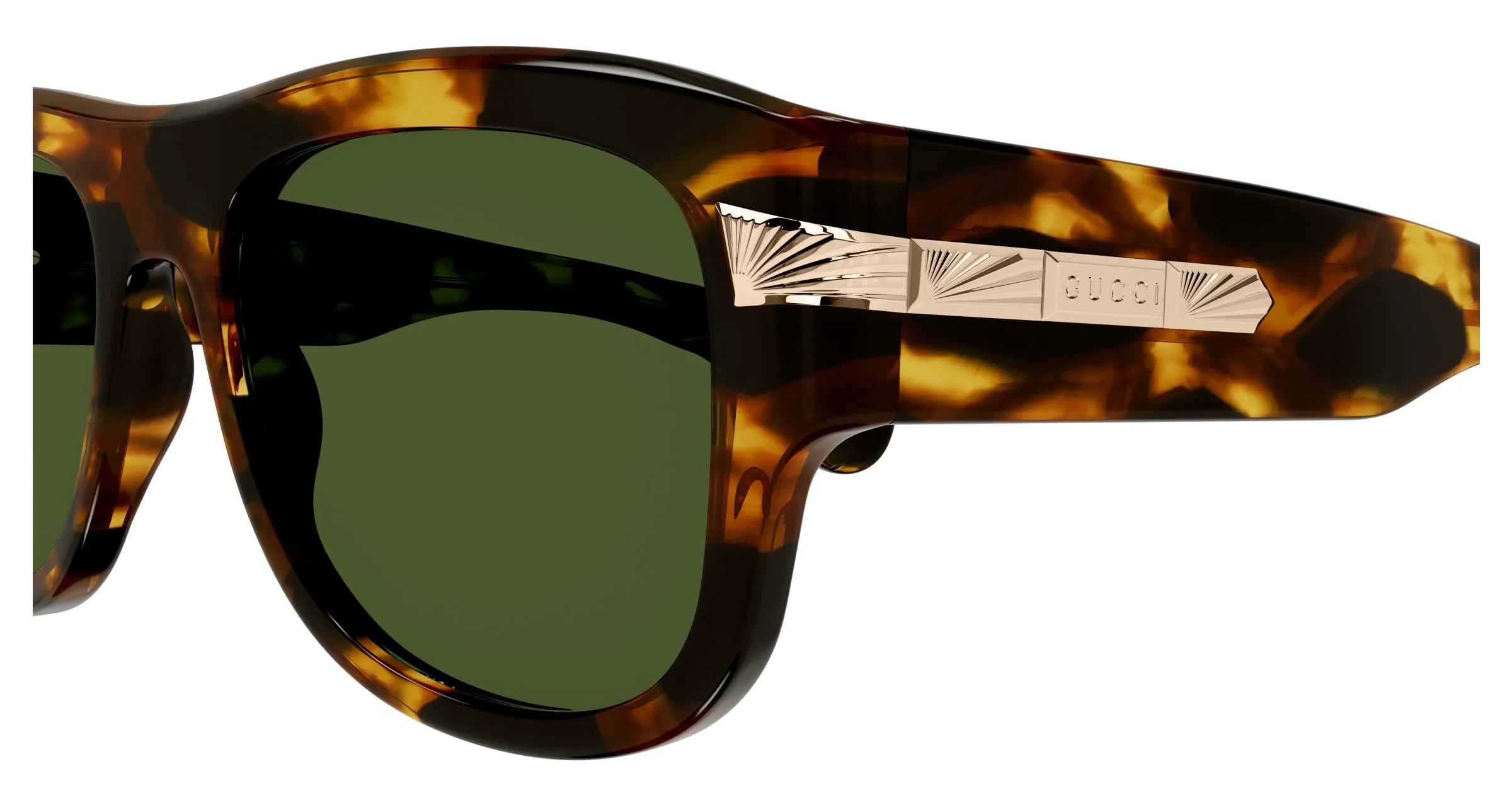 Gucci GG1517S 003 Occhiali da sole Acetato Havana Verde Squadrata - immagine 3