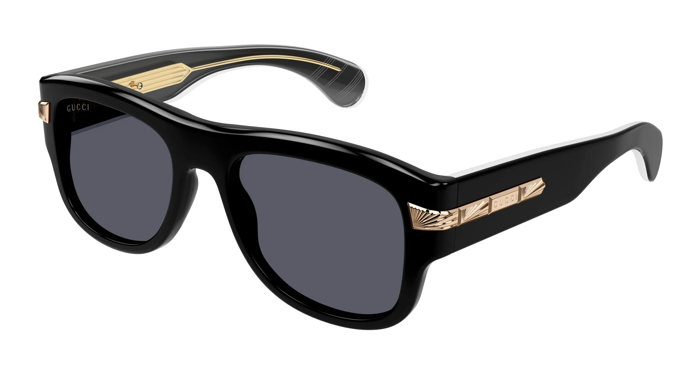 Gucci GG1517S 001 Occhiali da sole Acetato Nero Grigio Squadrata - immagine 1