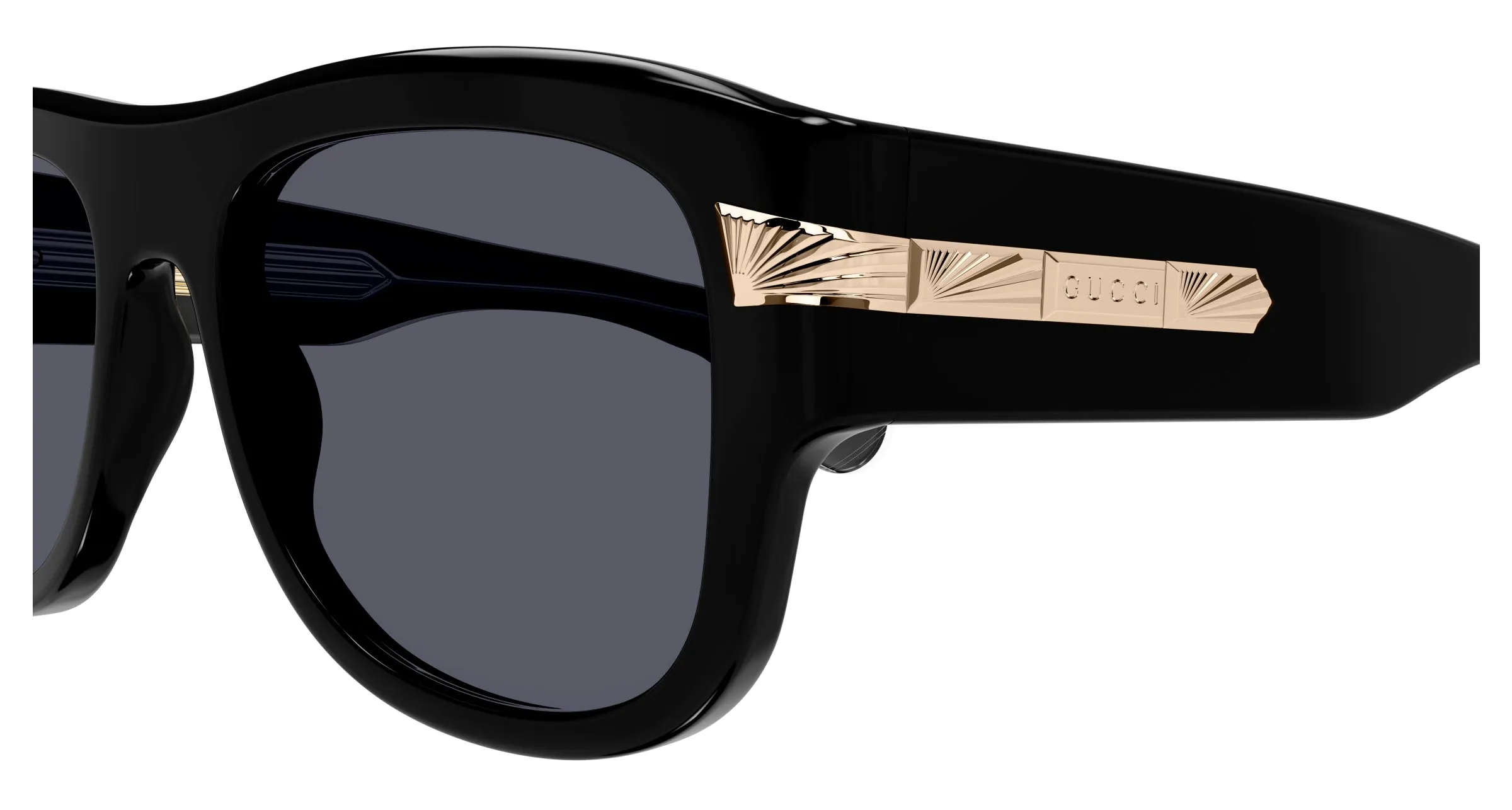 Gucci GG1517S 001 Occhiali da sole Acetato Nero Grigio Squadrata - immagine 3