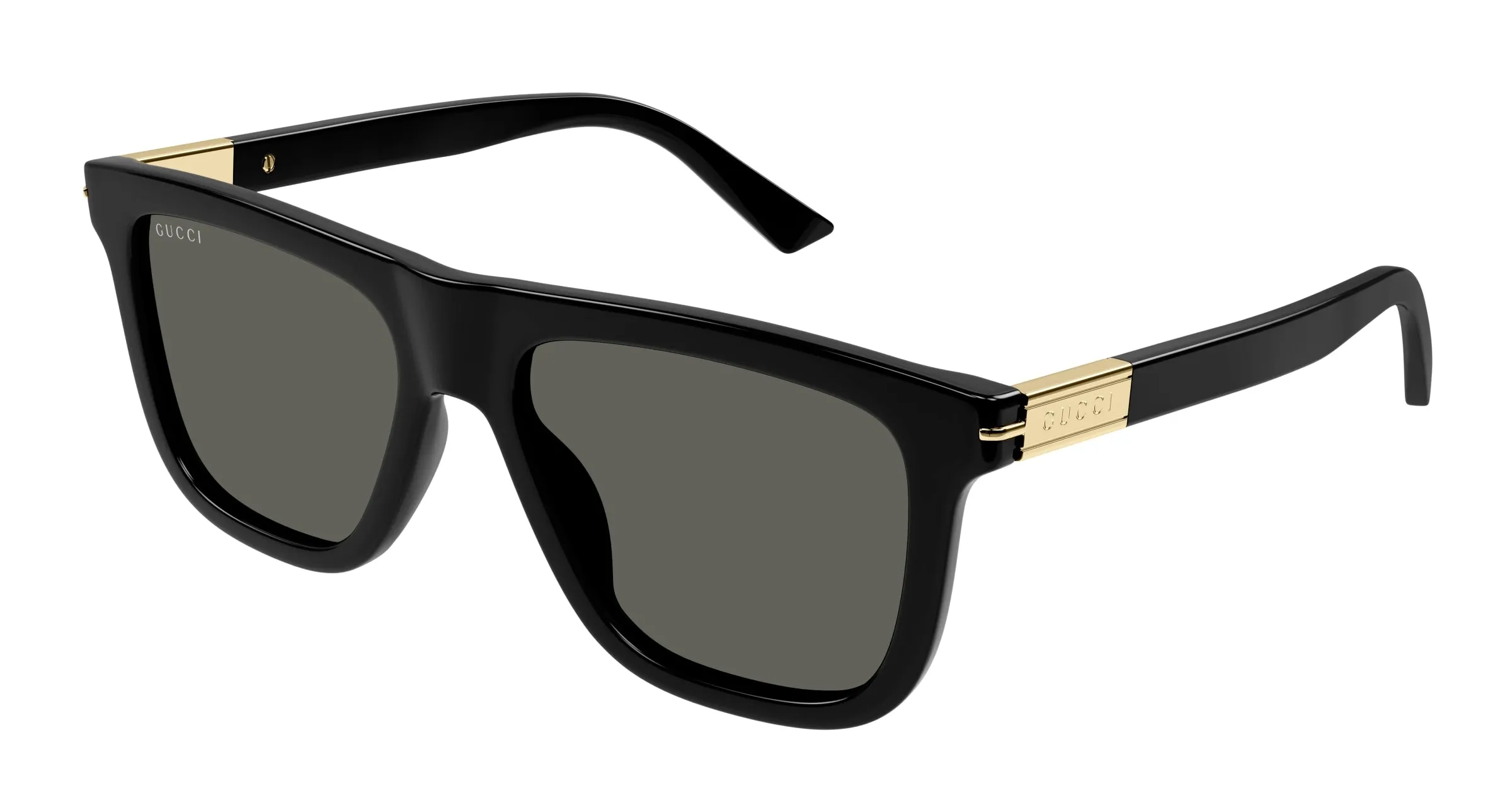Gucci GG1502S 001 Occhiali da sole Acetato Nero Grigio Squadrata - immagine 1