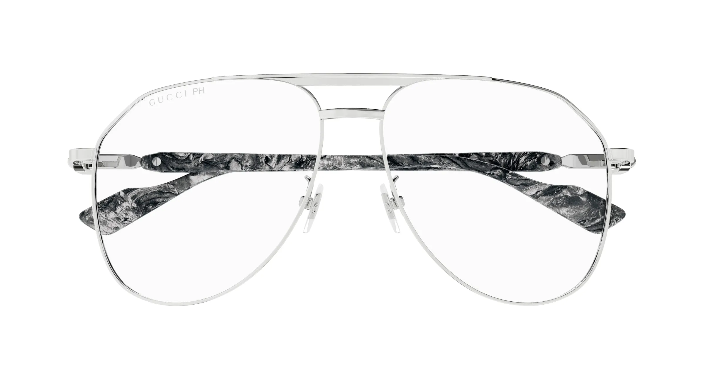 Gucci Uomo GG1220S 006 Occhiali da sole Metallo Argento Trasparente Pilot Fotocromatiche Fotocromatico - immagine 2