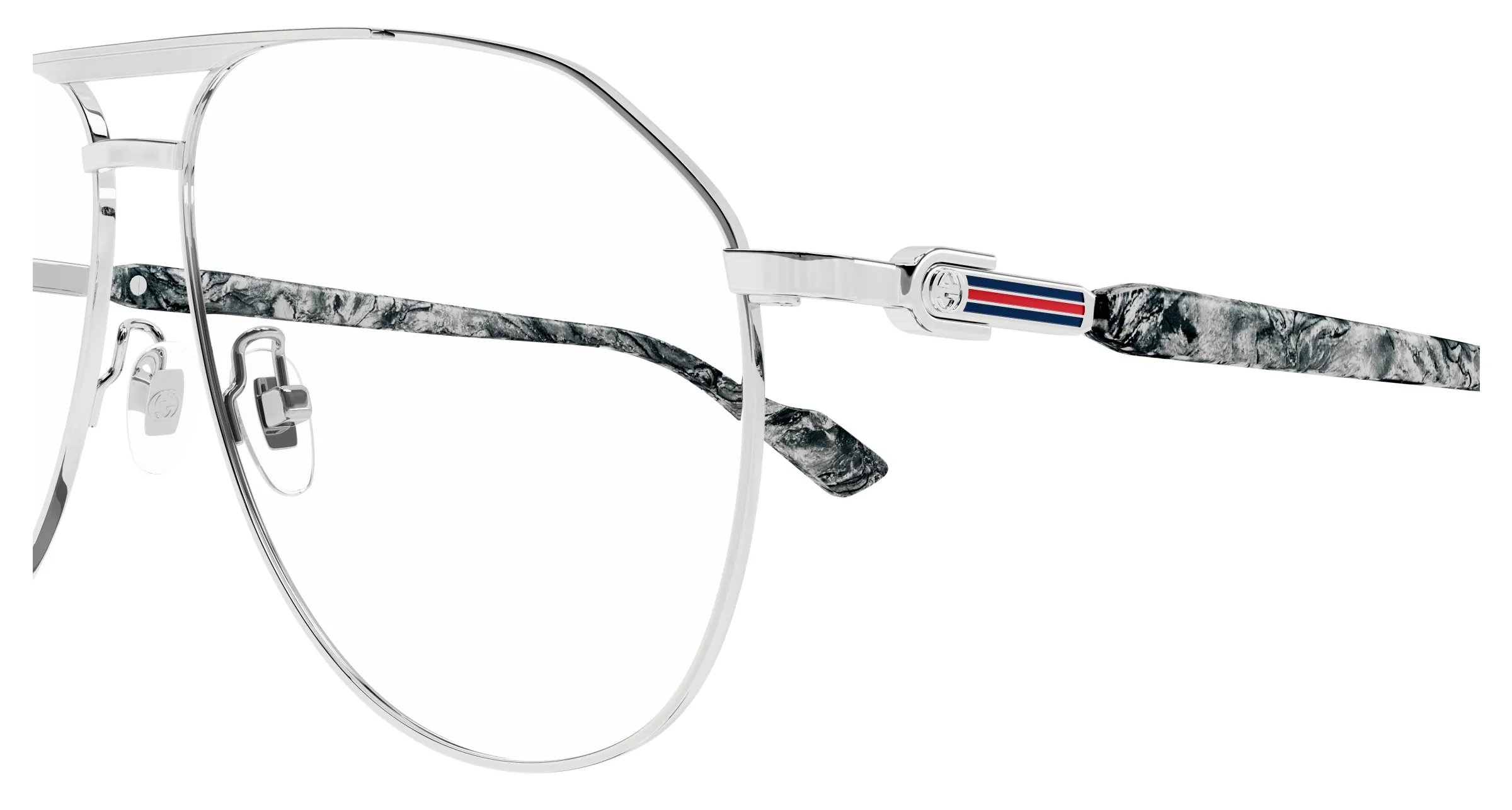 Gucci Uomo GG1220S 006 Occhiali da sole Metallo Argento Trasparente Pilot Fotocromatiche Fotocromatico - immagine 3