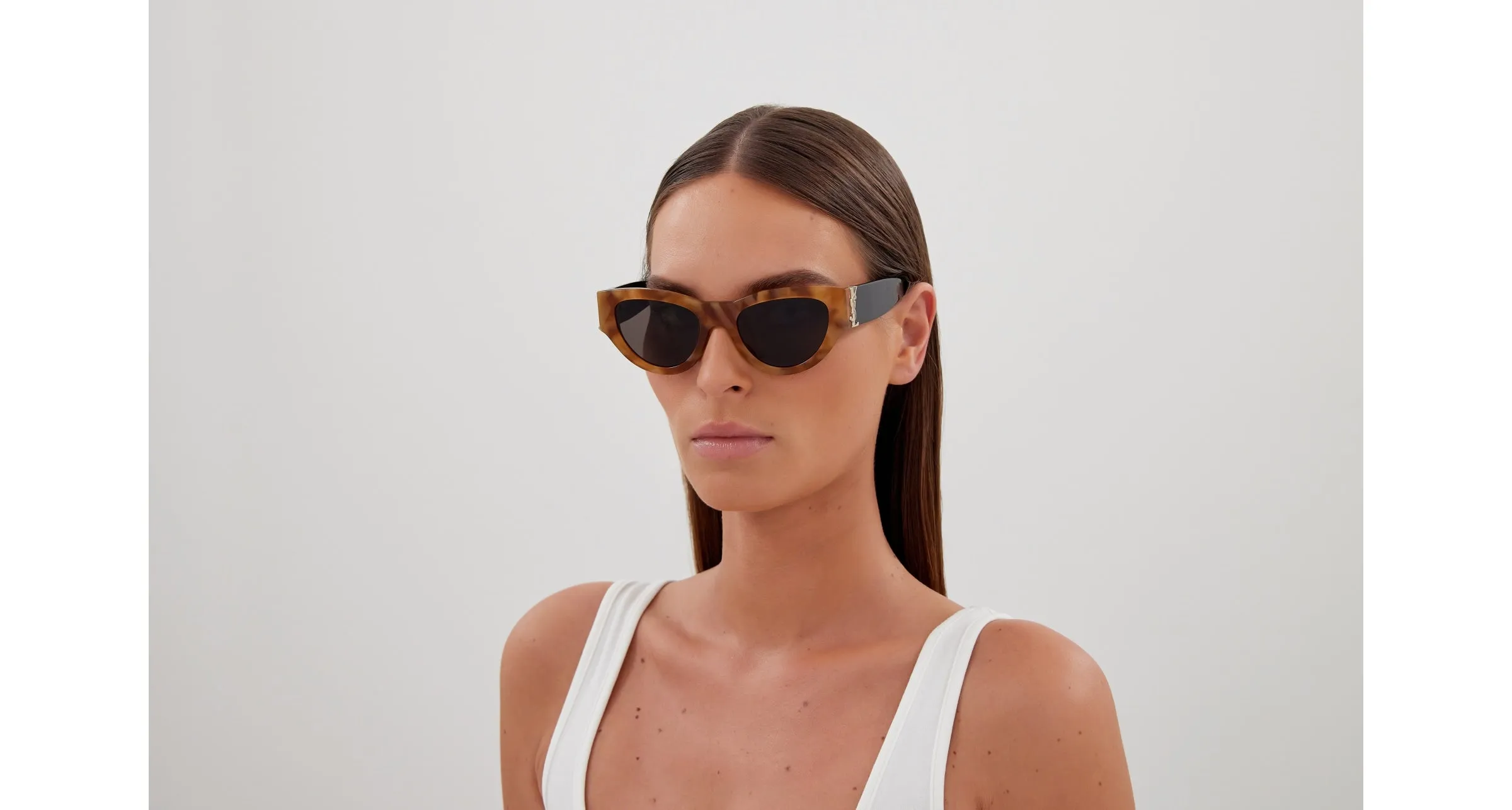 SAINT LAURENT SL M94 007 Occhiali da sole Acetato Havana Nero Cat Eye - immagine 4