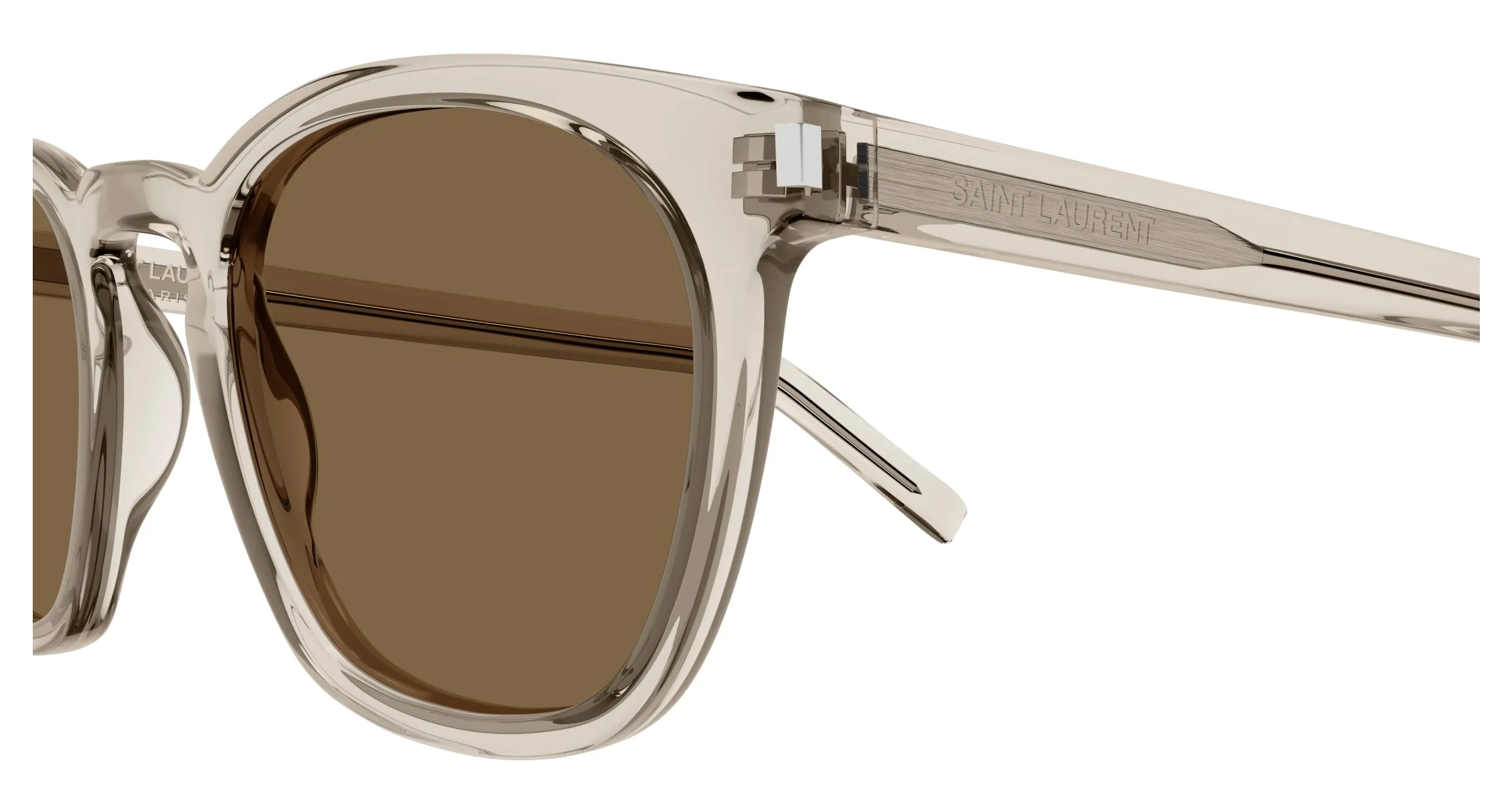 SAINT LAURENT SL 28 047 Occhiali da sole Acetato Beige Marrone Squadrata - immagine 3