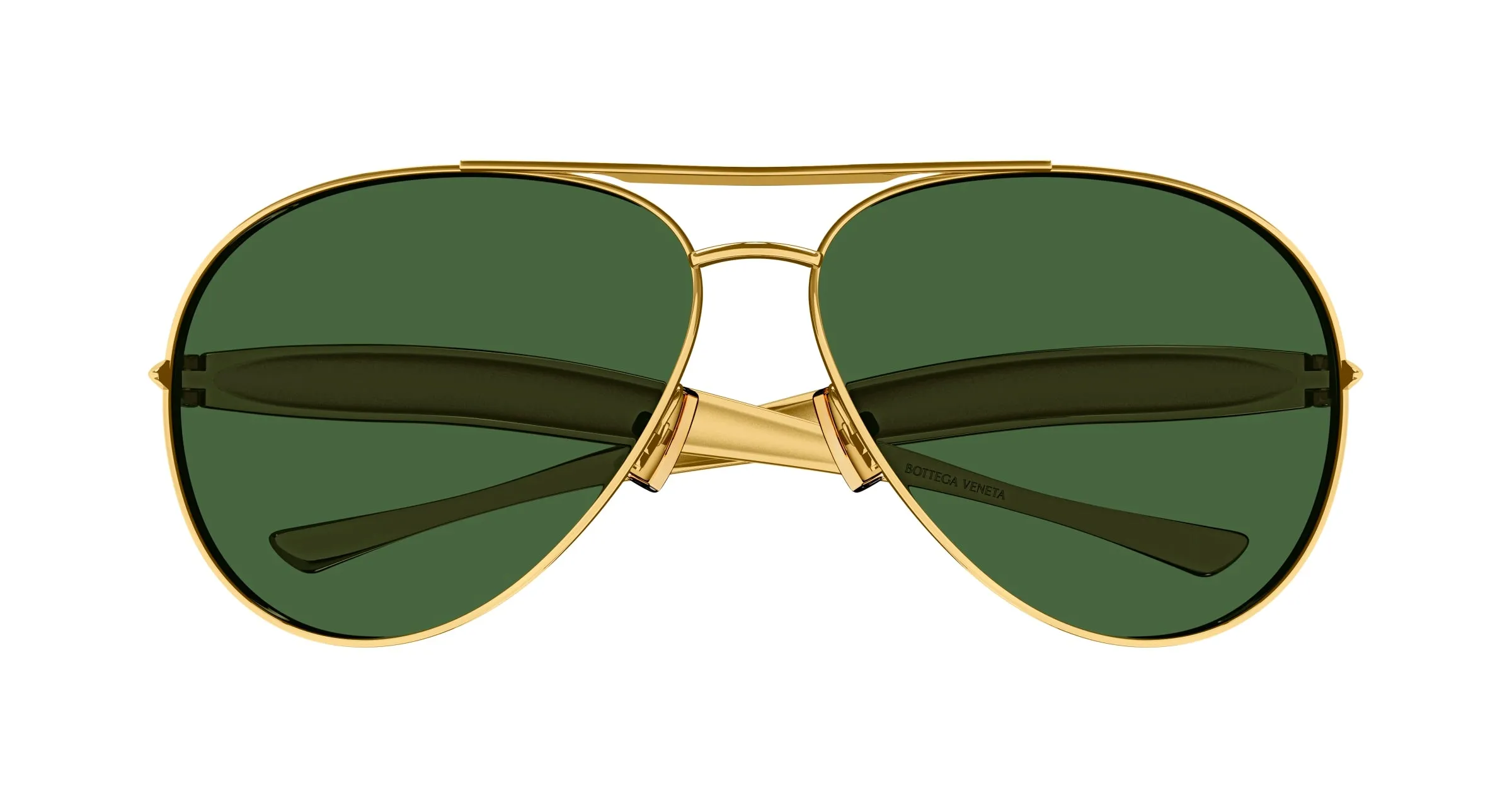 Bottega Veneta BV1305S 001 Occhiali da sole Metallo Oro Verde Pilot - immagine 2