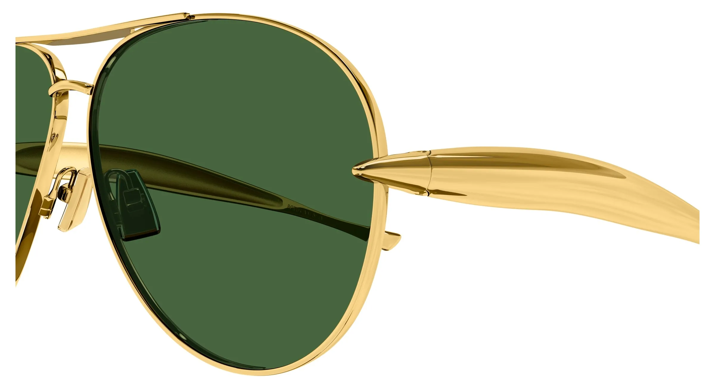 Bottega Veneta BV1305S 001 Occhiali da sole Metallo Oro Verde Pilot - immagine 3