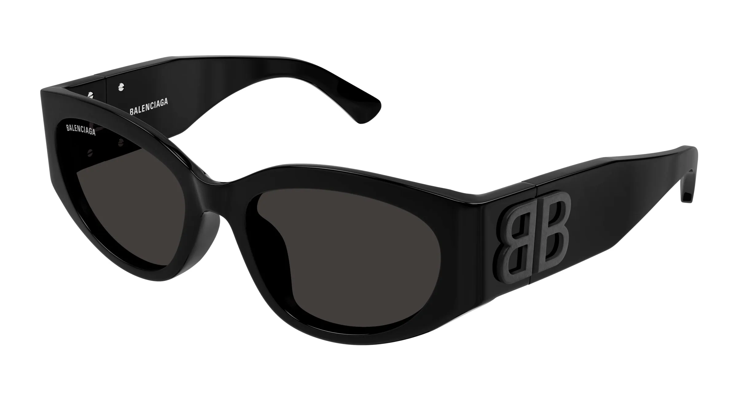 Balenciaga BB0324SK 001 Occhiali da sole Acetato Nero Grigio Rotonda - immagine 1