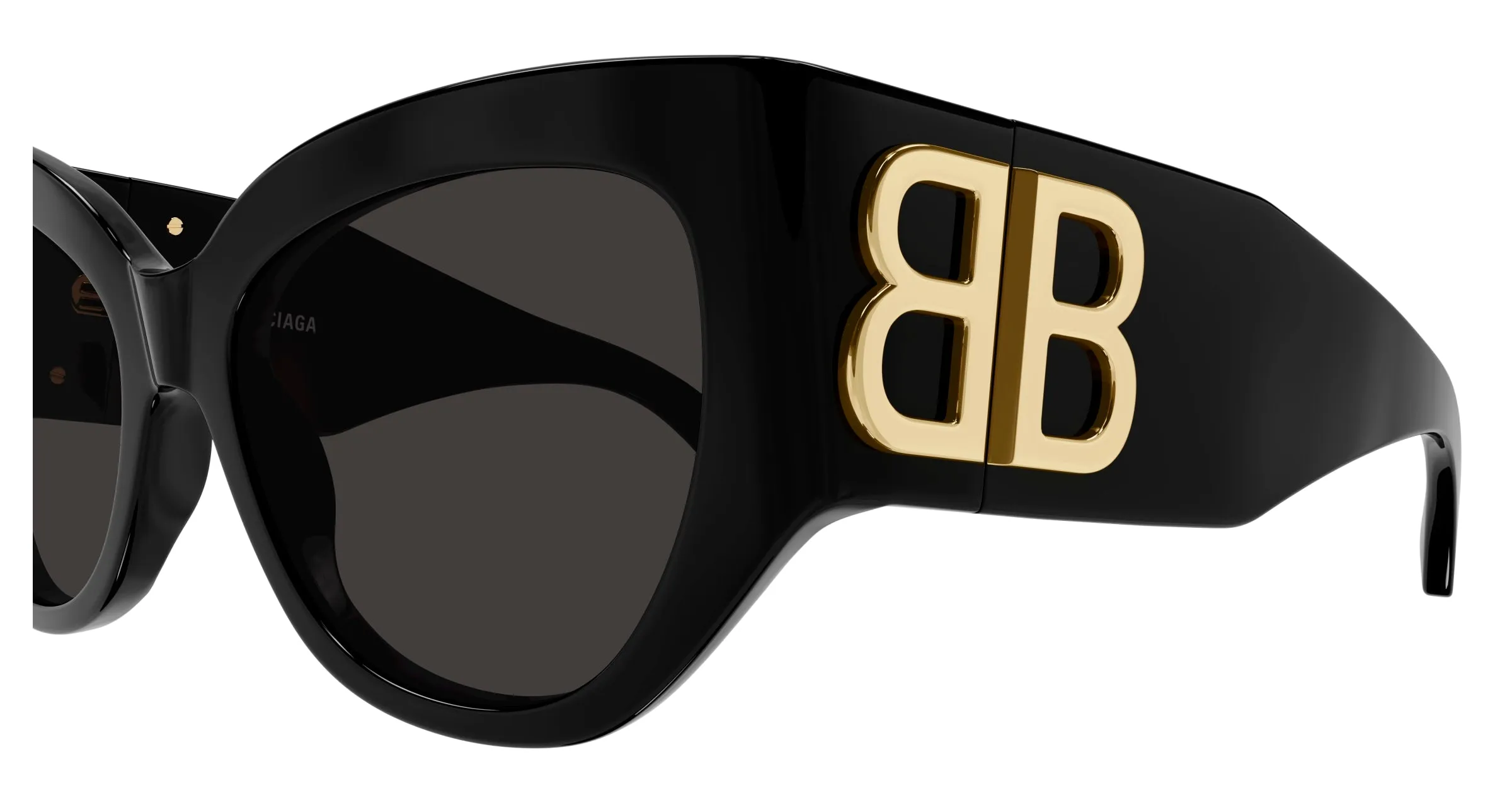 Balenciaga BB0322S 002 Occhiali da sole Acetato Nero Grigio Farfalla - immagine 3