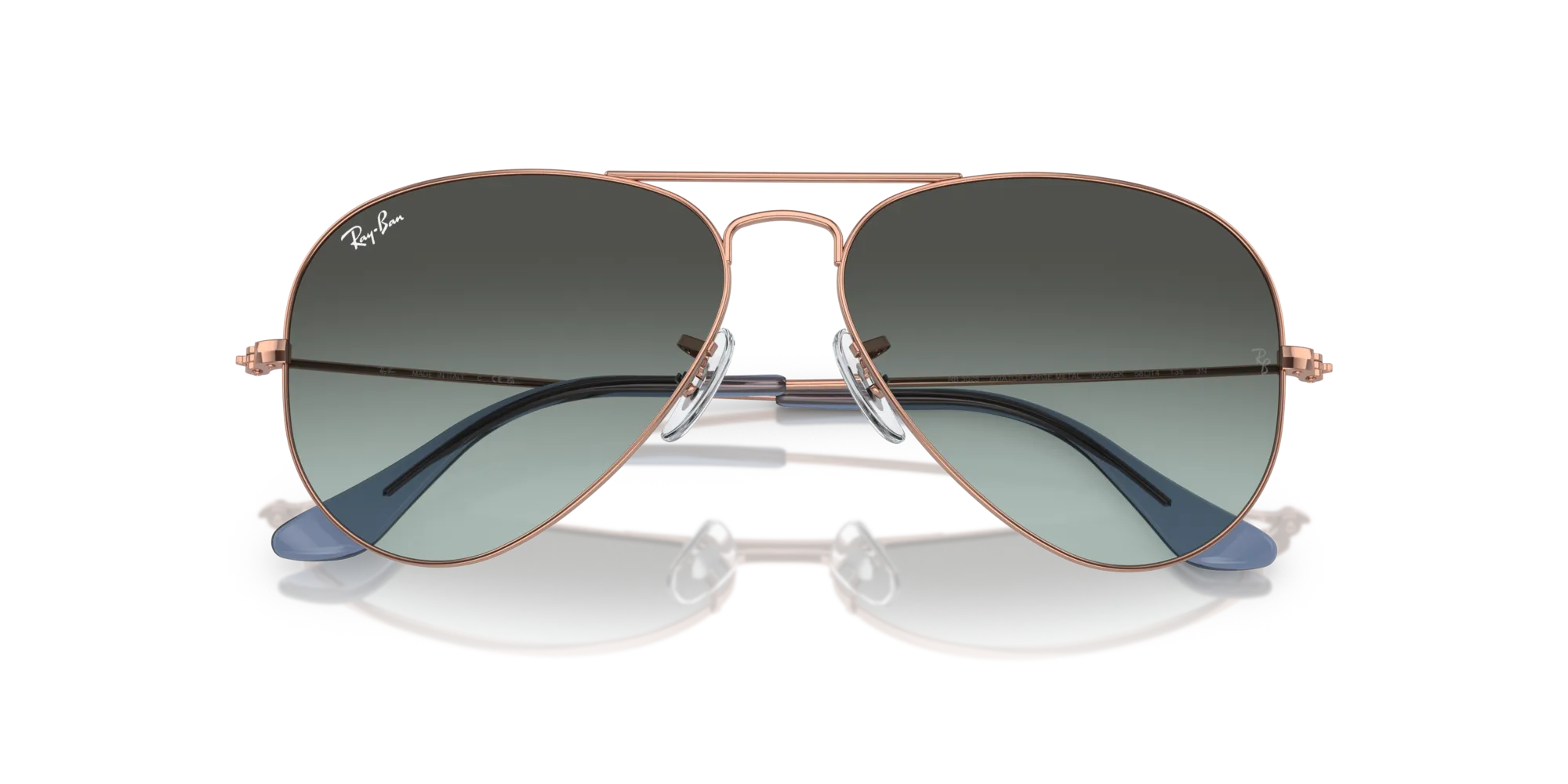 Ray - Ban RB3025 AVIATOR 9202GK Occhiali da sole Metallo Oro Blu Pilot Normale Sfumato - immagine 2