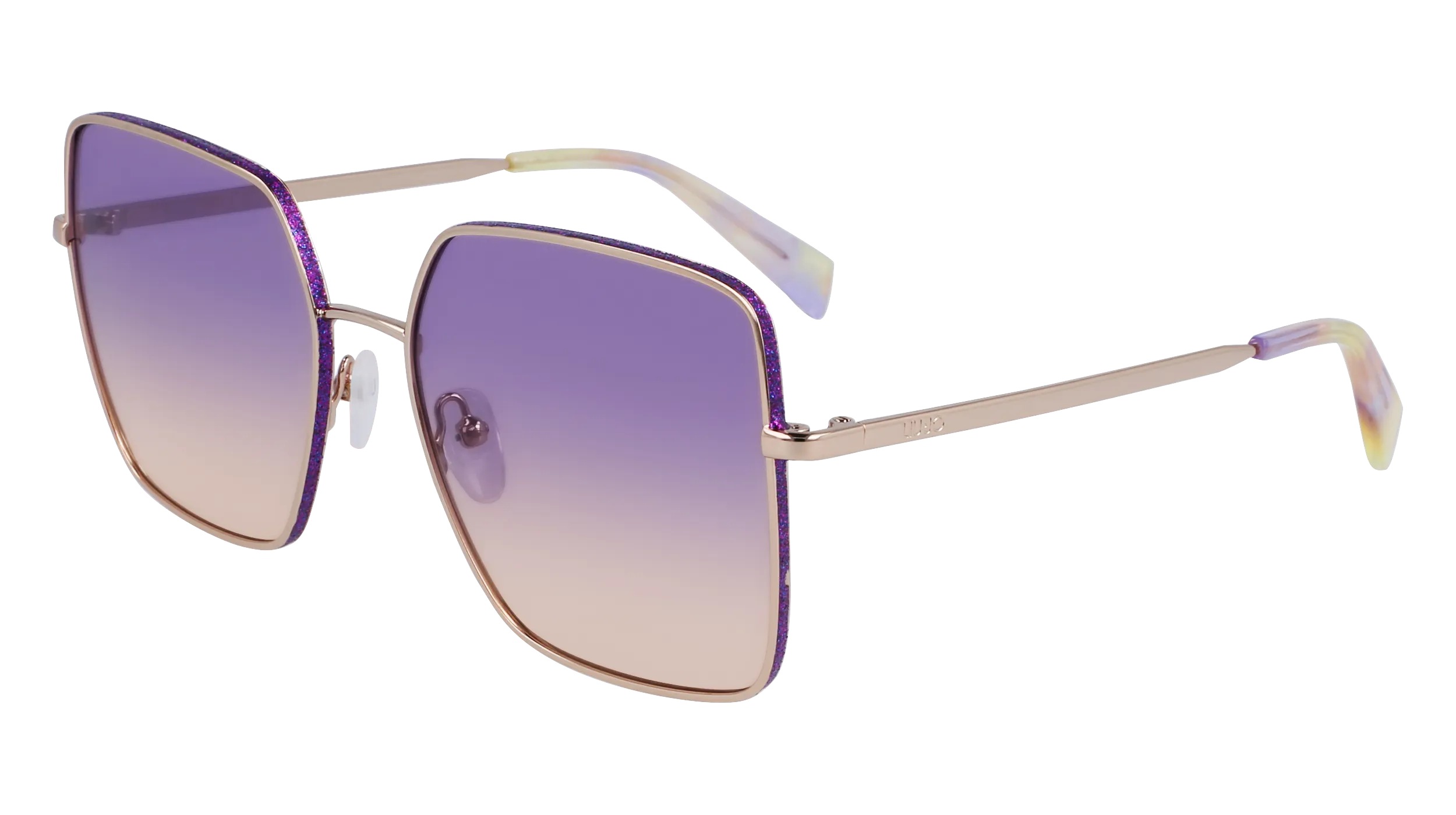Liu Jo LJ158S 722 Occhiali da sole Metallo Oro Viola Squadrata Normale Sfumato - immagine 1