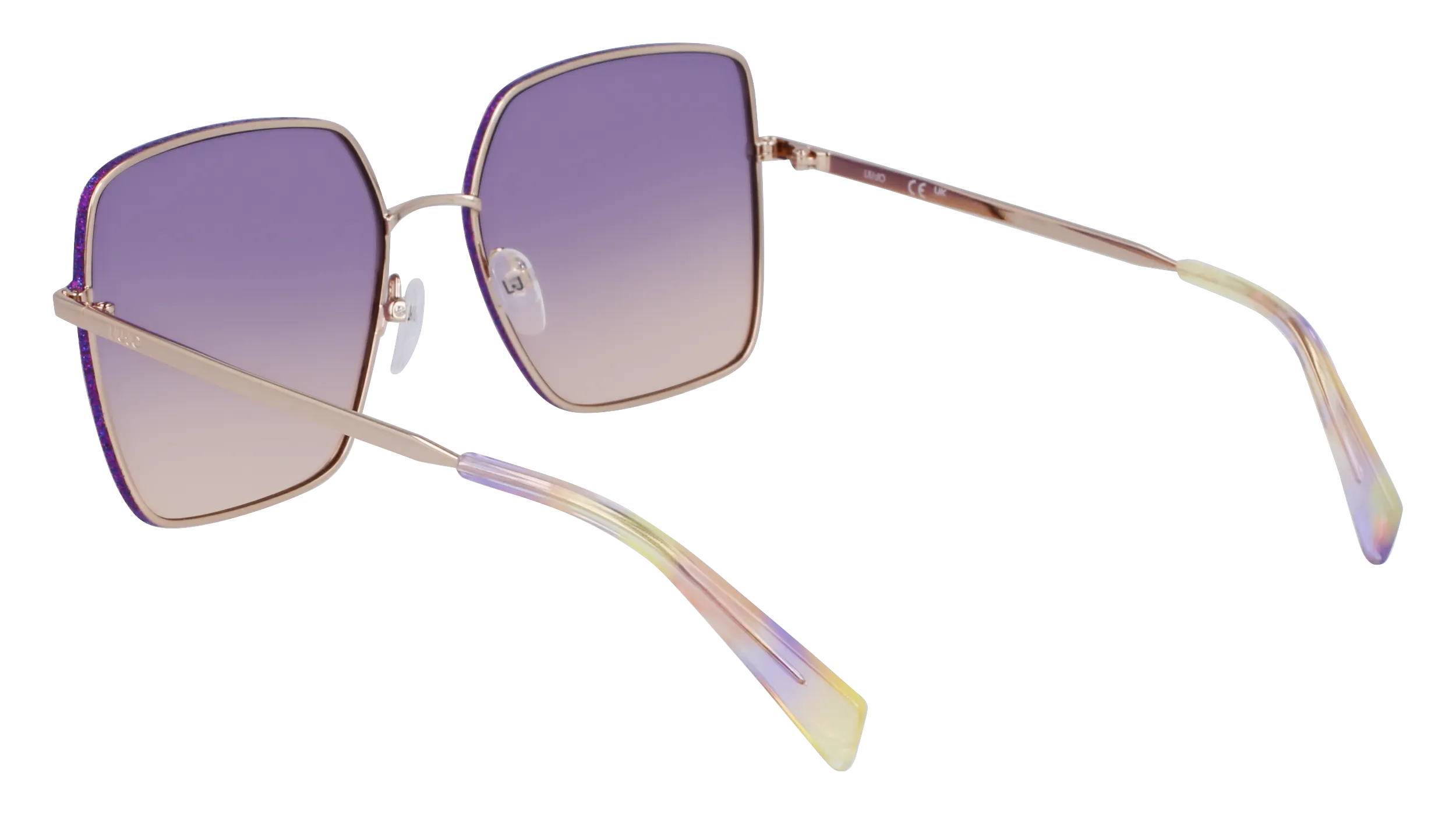 Liu Jo LJ158S 722 Occhiali da sole Metallo Oro Viola Squadrata Normale Sfumato - immagine 3