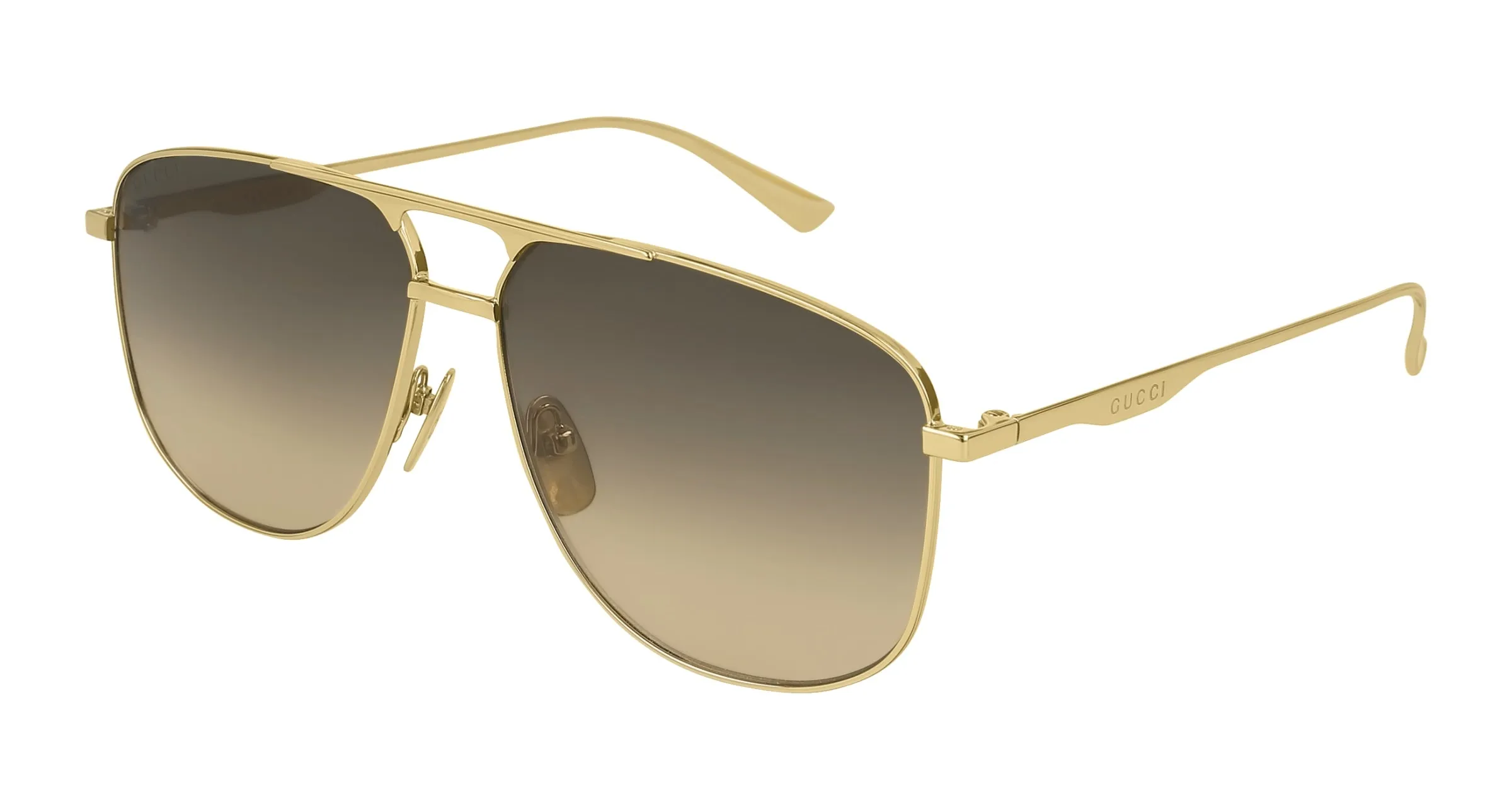 Gucci GG0336S 001 Occhiali da sole Metallo Oro Marrone Pilot Normale - immagine 1