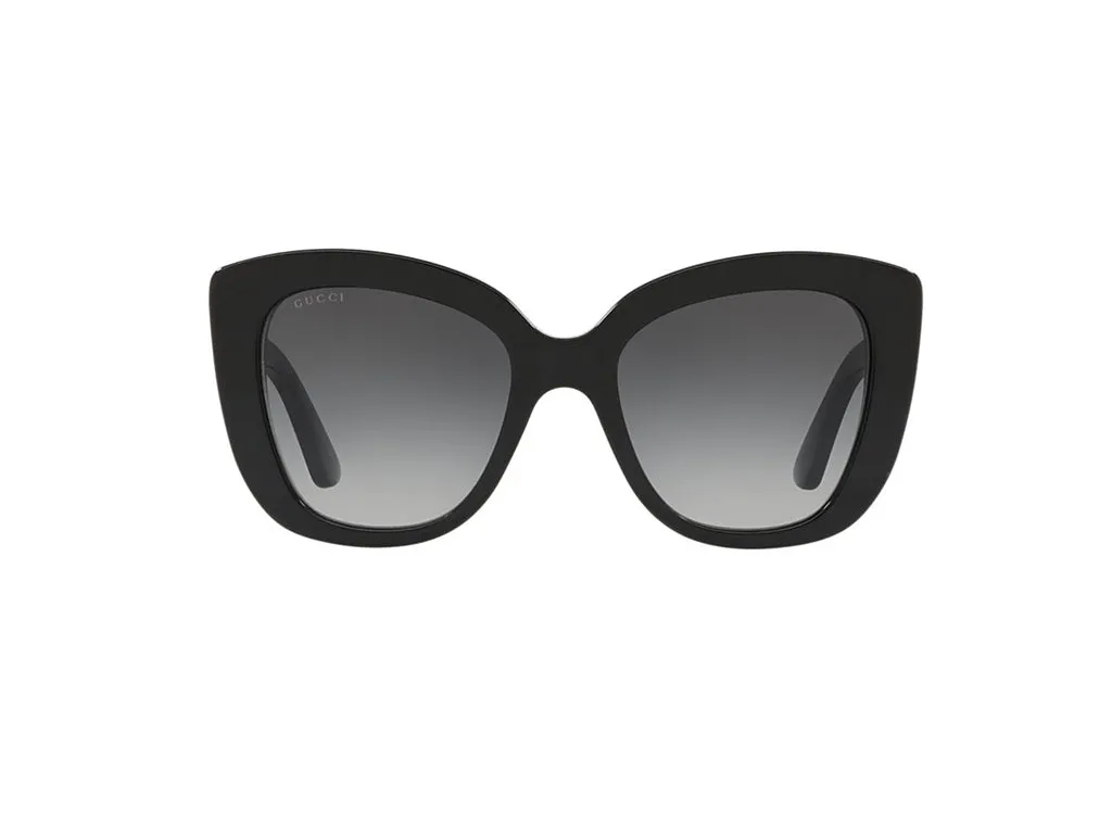 Gucci GG0327S 001 Occhiali da sole Acetato Nero Grigio Cat Eye Normale Sfumato - immagine 2