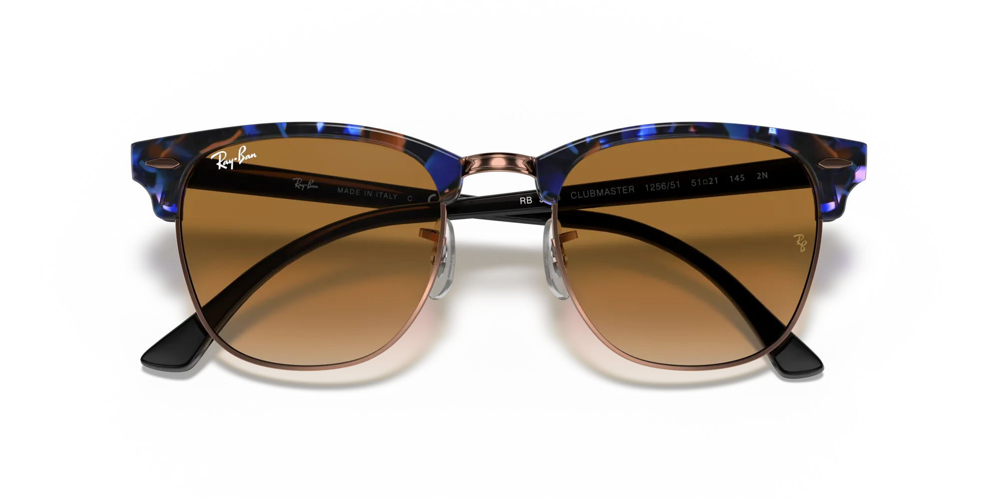 Ray - Ban RB3016 CLUBMASTER 125651 Occhiali da sole Acetato Marrone Squadrata Normale Sfumato - immagine 2