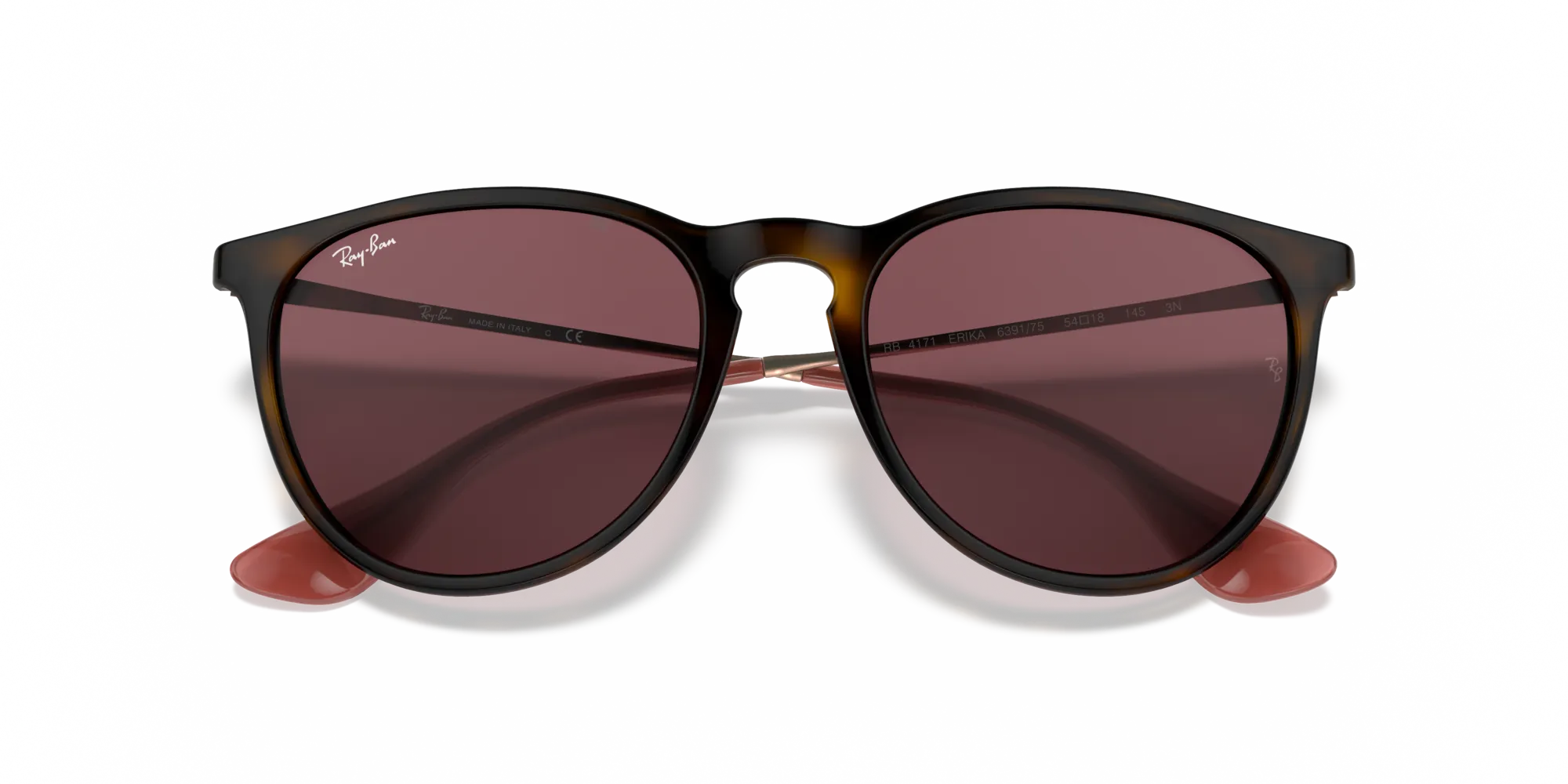 Ray - Ban RB4171 ERIKA 639175 Occhiali da sole Iniettato Tartaruga Viola Pantos Normale - immagine 2