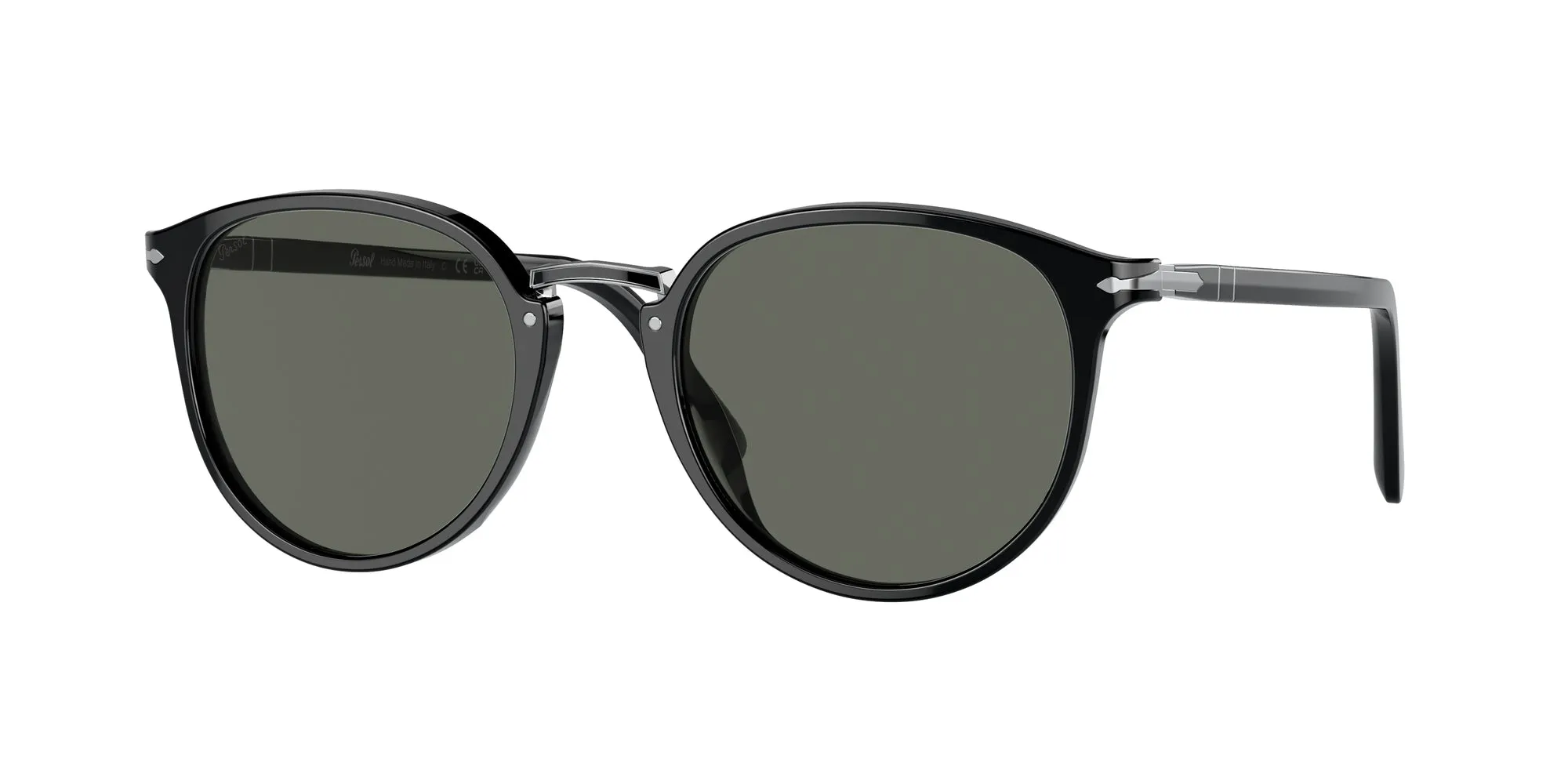 Persol PO3210S 95/31 Occhiali da sole Acetato Nero Verde Rotonda Normale - immagine 1