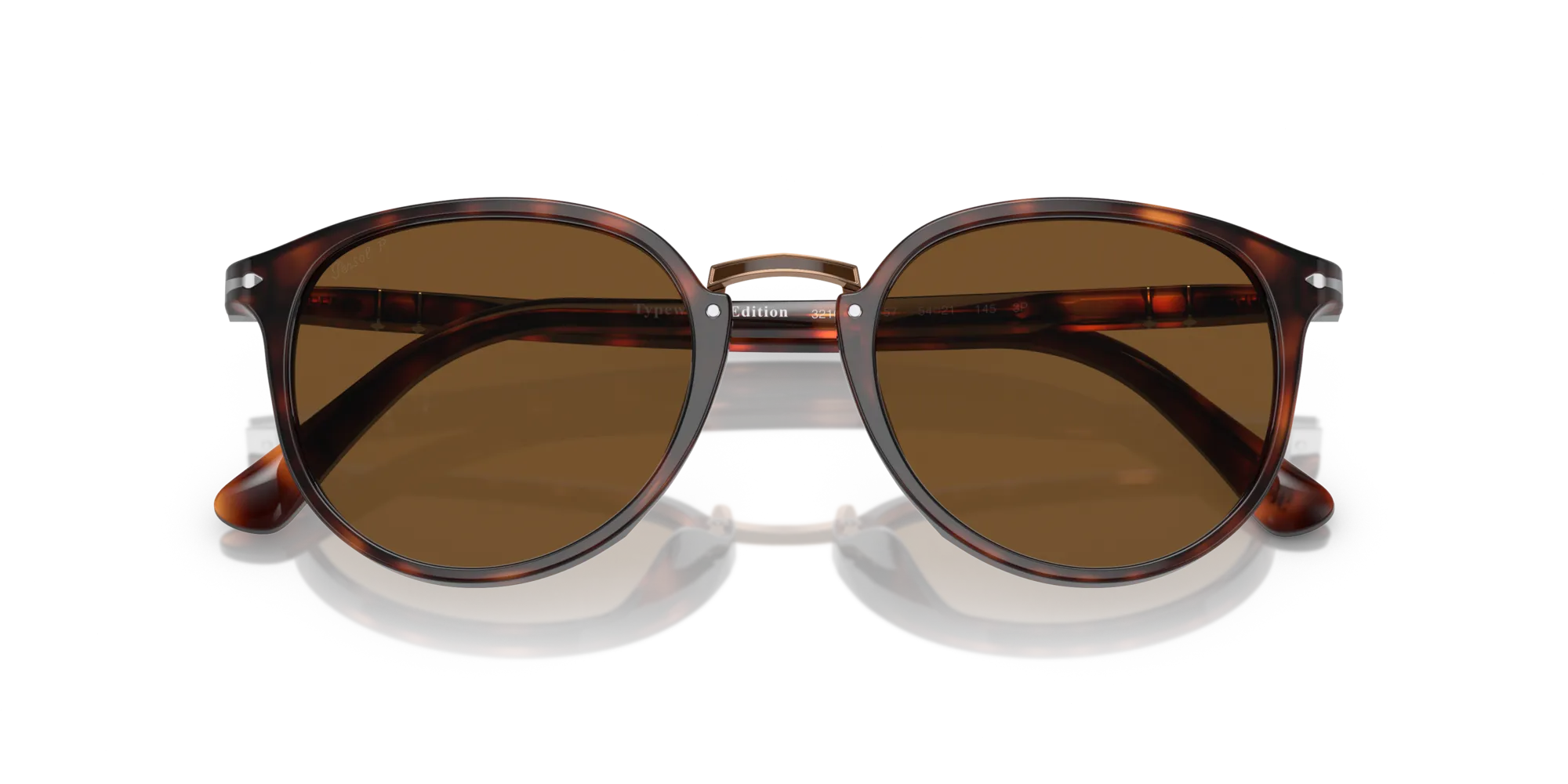 Persol PO3210S 24/57 Occhiali da sole Acetato Tartaruga Marrone Rotonda Polarizzata - immagine 2