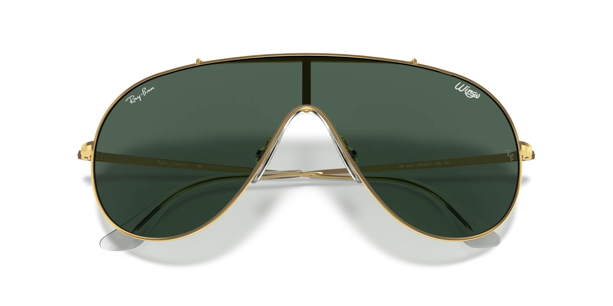 Ray - Ban RB3597 WINGS 905071 Occhiali da sole Metallo Oro Verde Pilot Normale - immagine 2