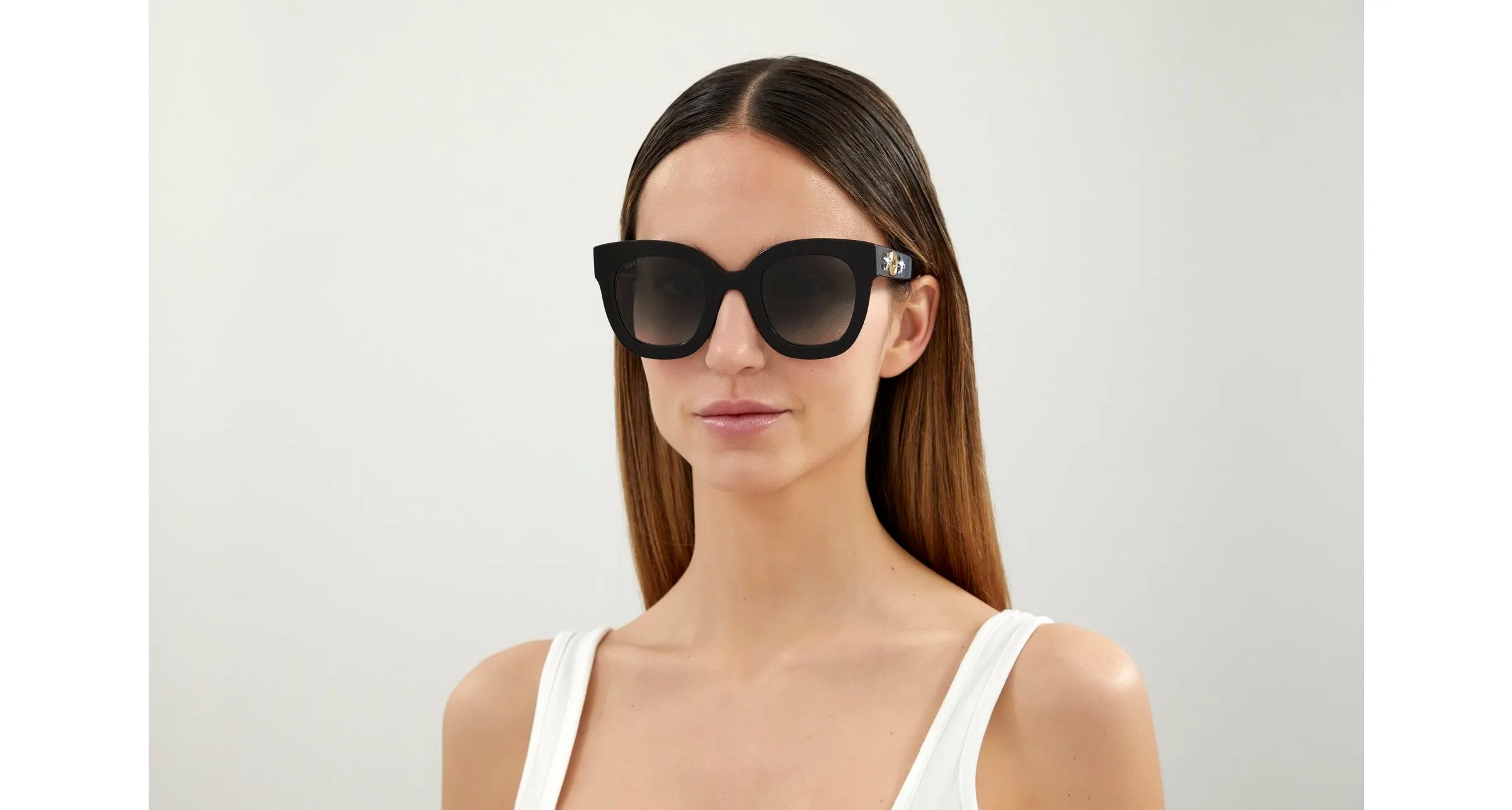 Gucci GG0208S 001 Occhiali da sole Plastica Nero Grigio Squadrata Normale - immagine 3