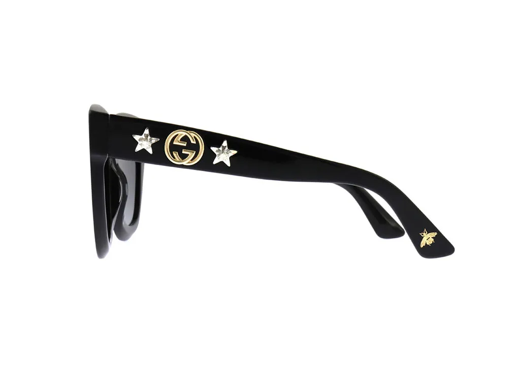 Gucci GG0208S 001 Occhiali da sole Plastica Nero Grigio Squadrata Normale - immagine 4