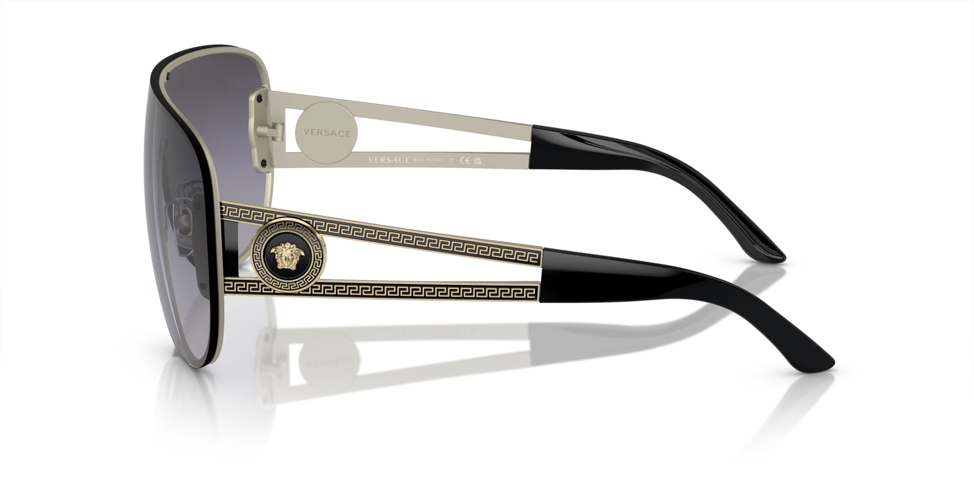 Versace VE2166 12528G Occhiali da sole Metallo Oro Grigio Pilot Normale Sfumato - immagine 4