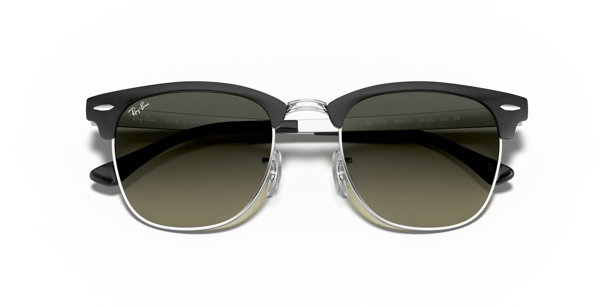 Ray - Ban RB3716 CLUBMASTER METAL 900471 Occhiali da sole Metallo Nero Grigio Squadrata Normale Sfumato - immagine 2