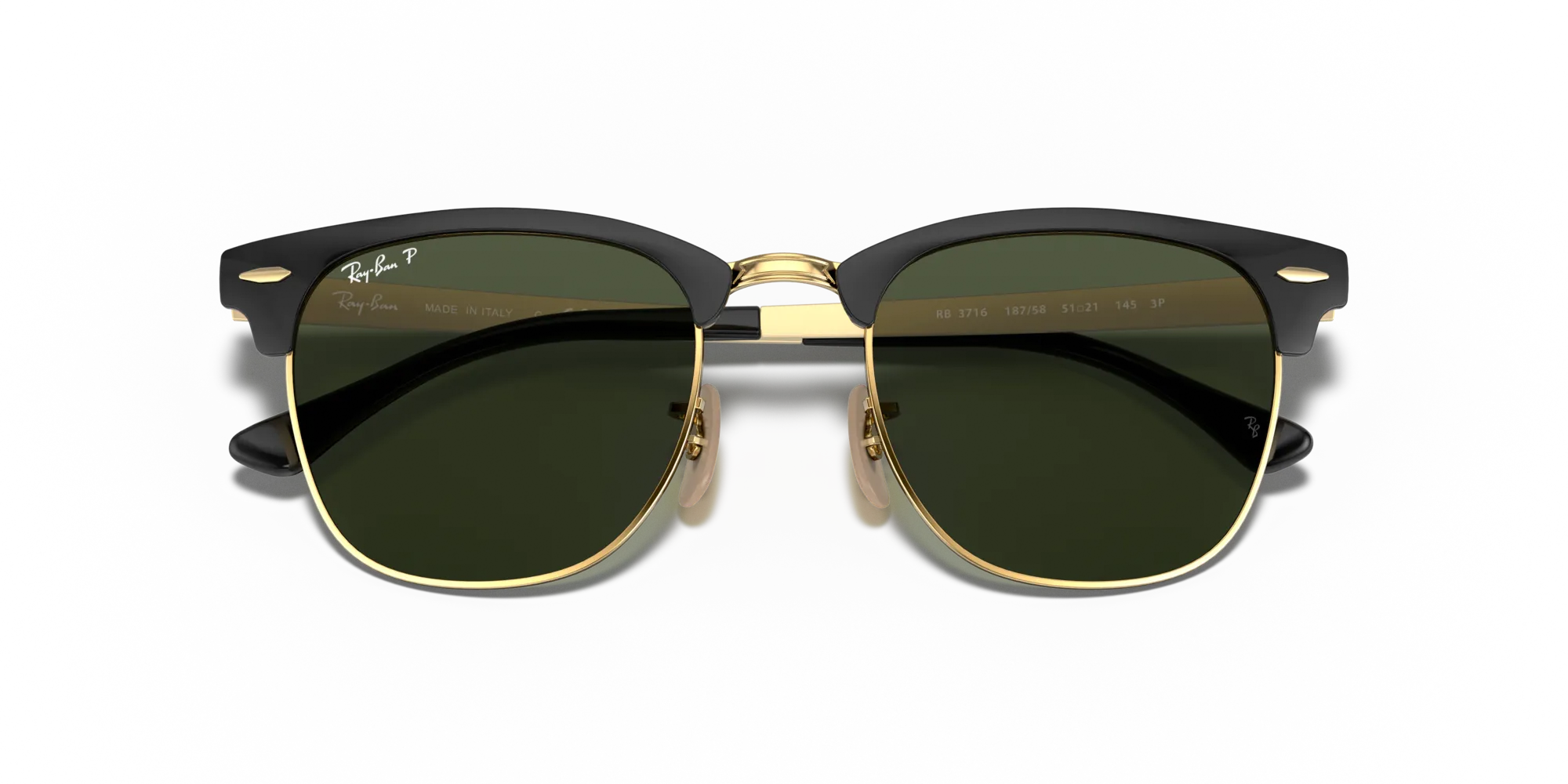 Ray - Ban RB3716 CLUBMASTER METAL 187/58 Occhiali da sole Metallo Nero G15 Squadrata Polarizzata - immagine 2