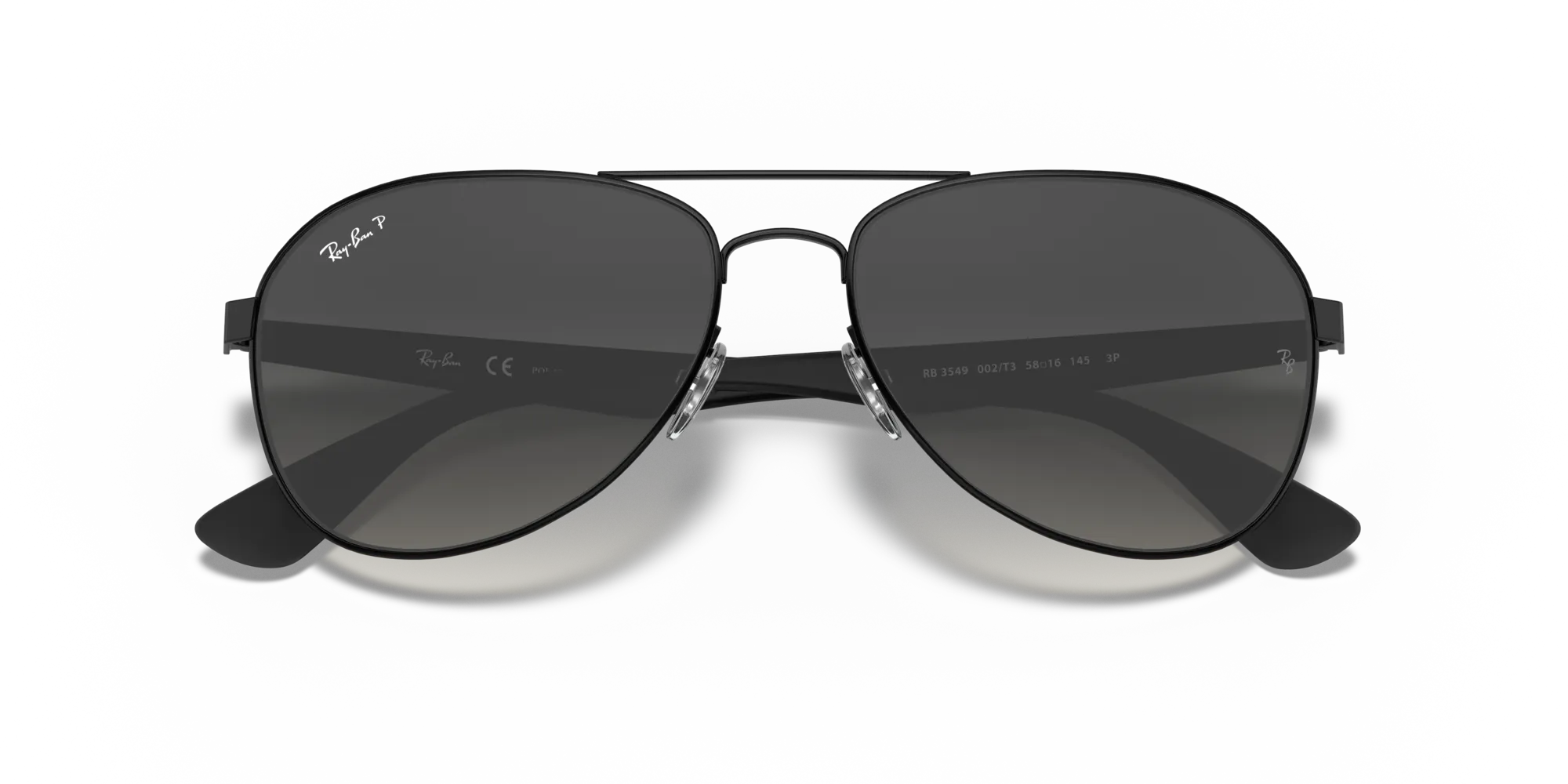 Ray - Ban RB3549 002/T3 Occhiali da sole Metallo Nero Grigio Pilot Polarizzata - immagine 2