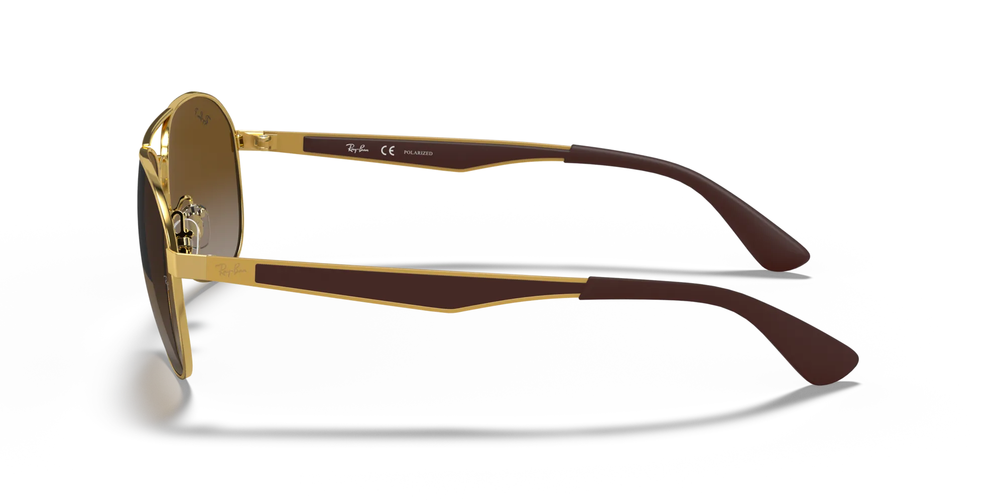 Ray - Ban RB3549 001/T5 Occhiali da sole Metallo Oro Marrone Pilot Polarizzata Sfumato - immagine 4