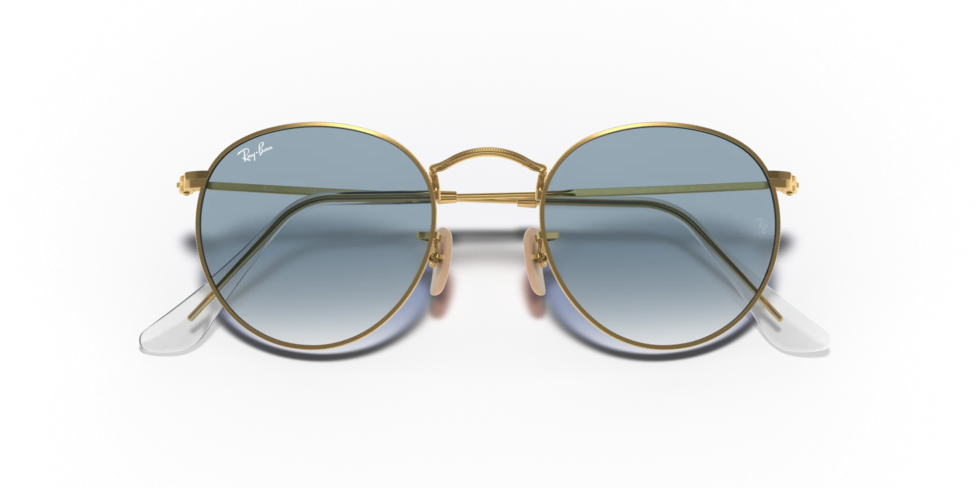 Ray - Ban RB3447N ROUND METAL 001/3F Occhiali da sole Metallo Oro Blu Rotonda Normale Sfumato - immagine 2
