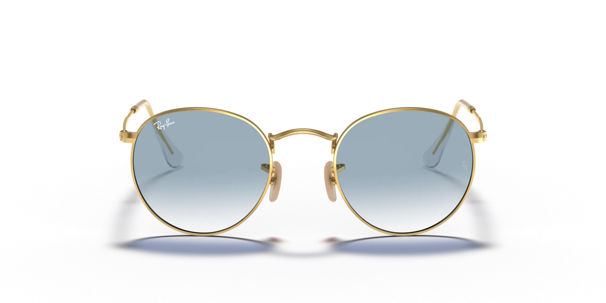 Ray - Ban RB3447N ROUND METAL 001/3F Occhiali da sole Metallo Oro Blu Rotonda Normale Sfumato - immagine 3