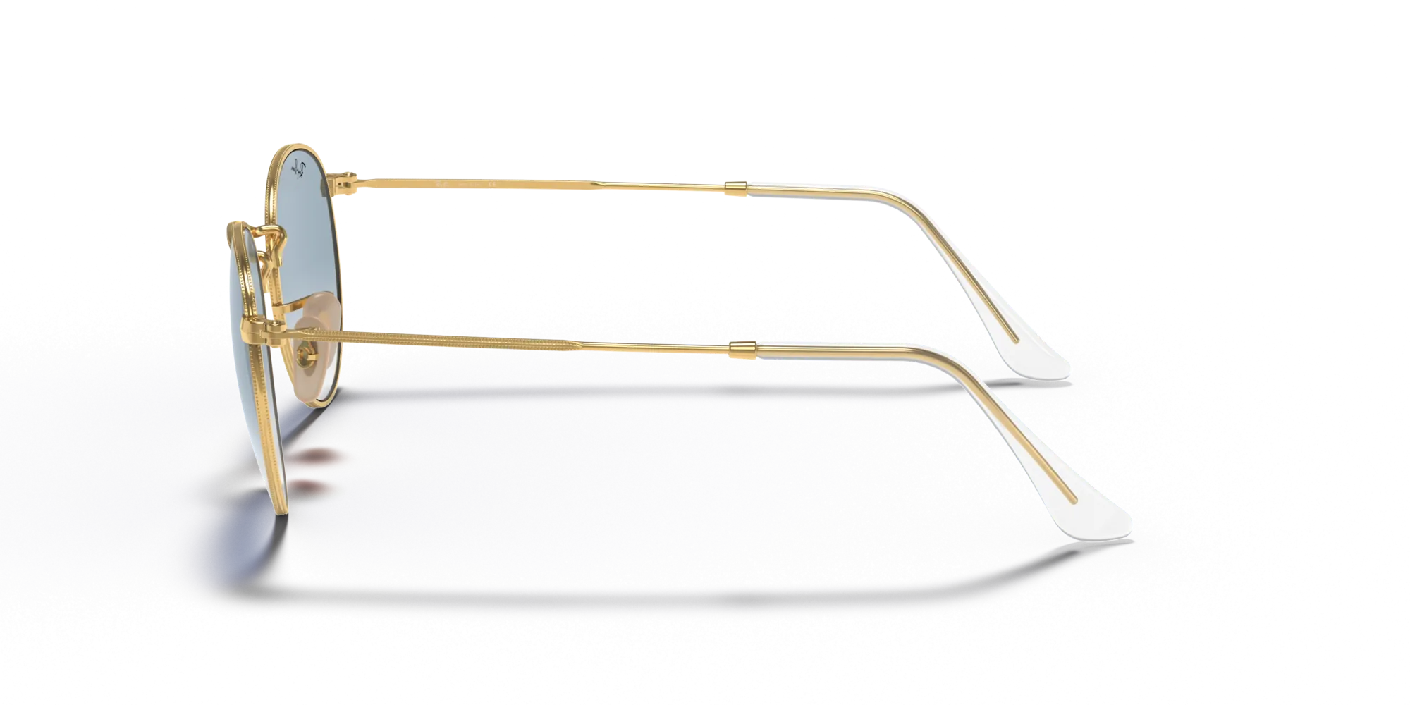 Ray - Ban RB3447N ROUND METAL 001/3F Occhiali da sole Metallo Oro Blu Rotonda Normale Sfumato - immagine 4