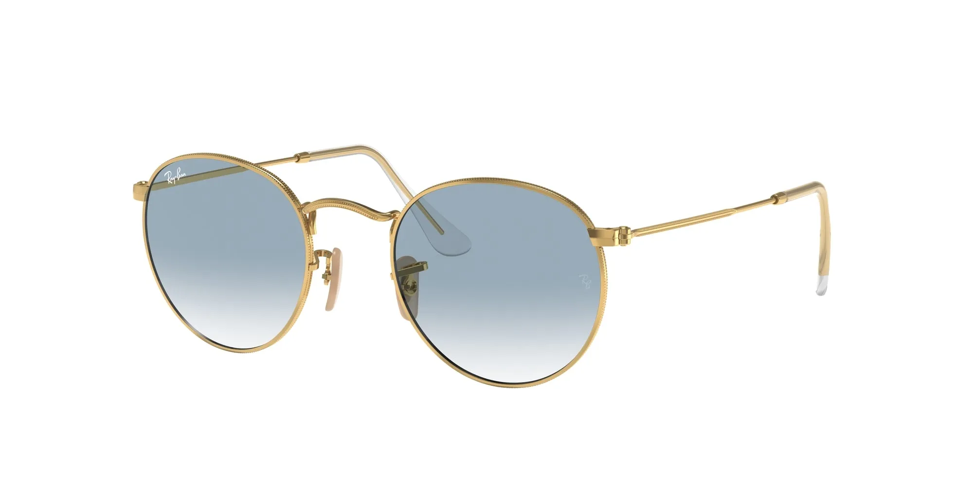 Ray - Ban RB3447N ROUND METAL 001/3F Occhiali da sole Metallo Oro Blu Rotonda Normale Sfumato - immagine 1