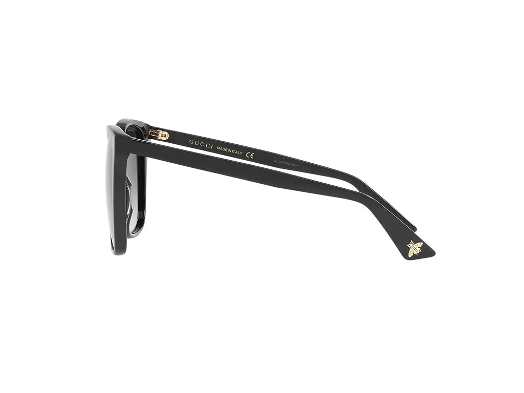 Gucci GG0022S 001 Occhiali da sole Acetato Nero Grigio Cat Eye Normale - immagine 3