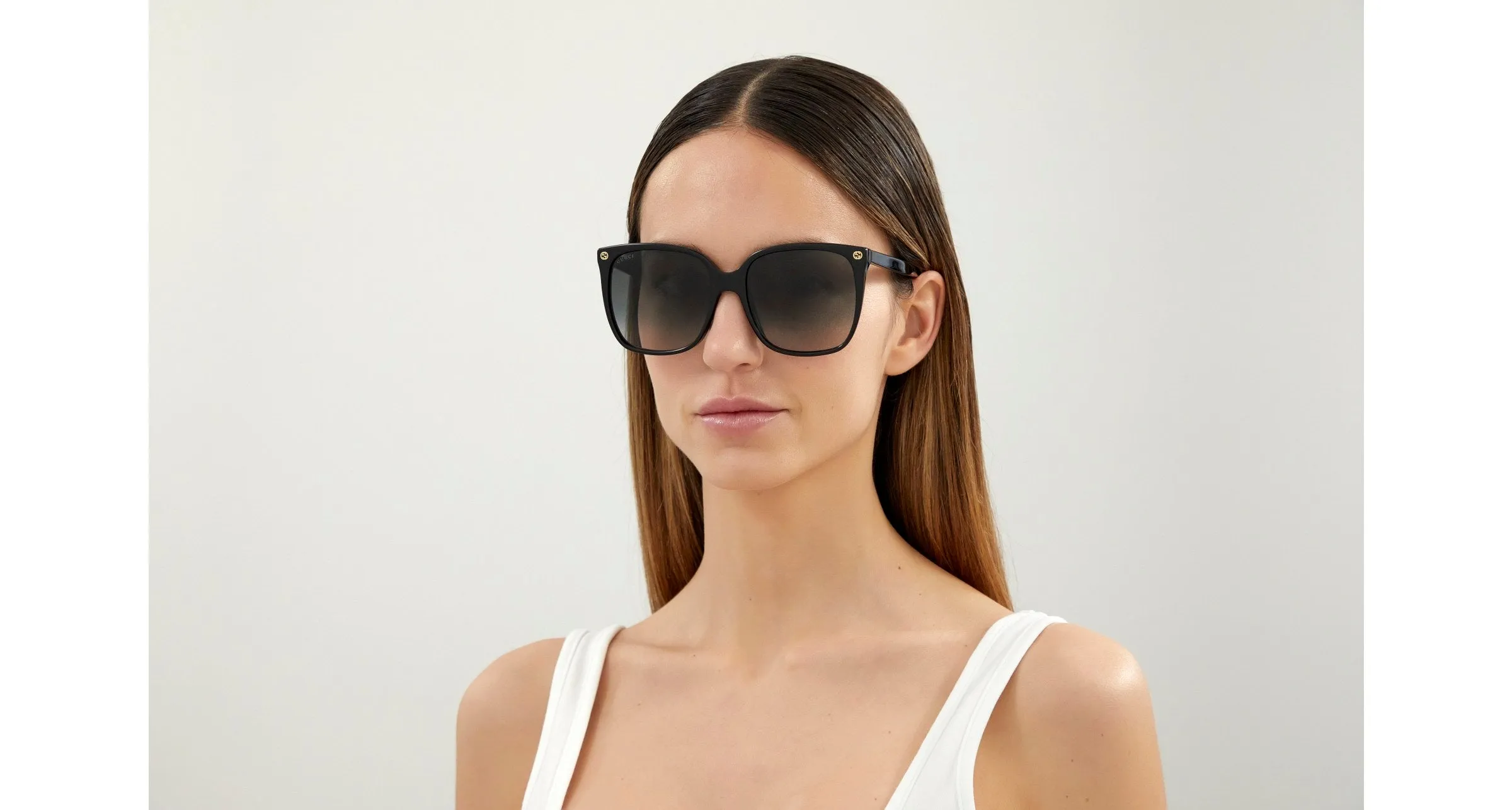 Gucci GG0022S 001 Occhiali da sole Acetato Nero Grigio Cat Eye Normale - immagine 4