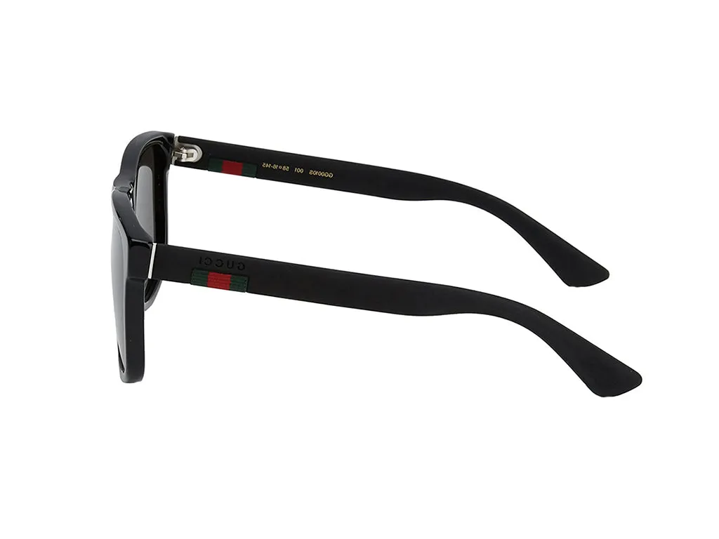 Gucci GG0010S 001 Occhiali da sole Acetato Nero Grigio Squadrata Normale - immagine 4