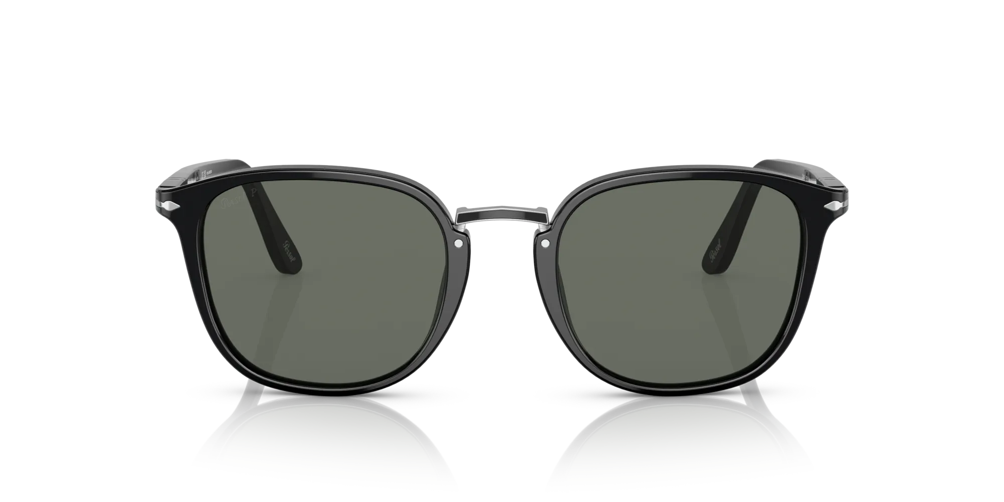 Persol PO3186S 95/58 Occhiali da sole Acetato Nero Verde Rotonda Polarizzata - immagine 3