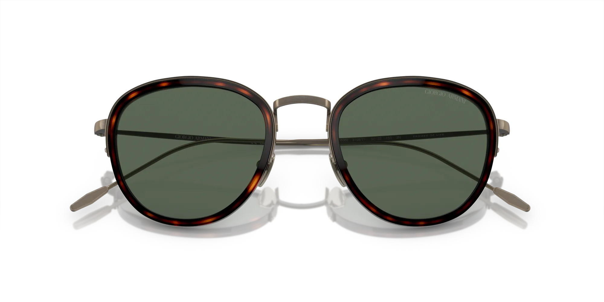 Giorgio Armani AR6068 319871 Occhiali da sole Metallo Tartaruga Verde Rotonda Normale - immagine 2