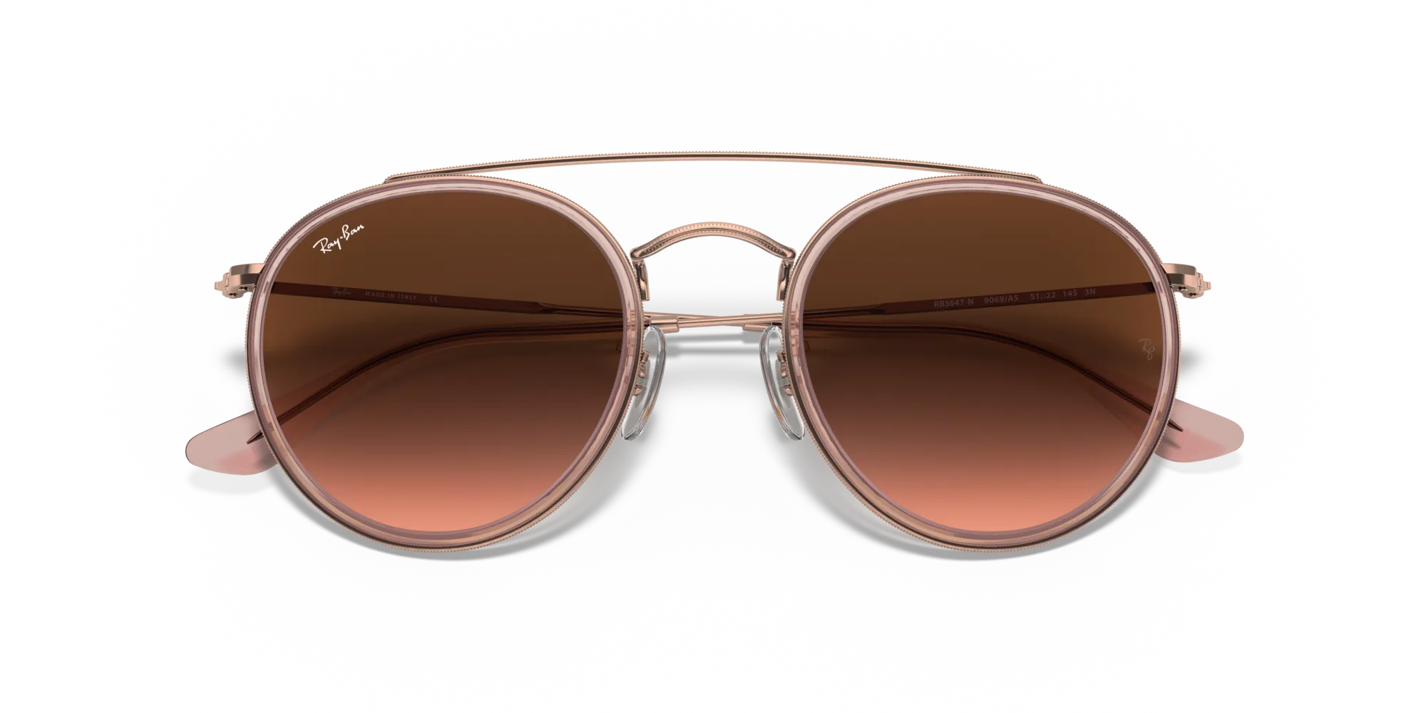 Ray - Ban RB3647N 9069A5 Occhiali da sole Metallo Bronzo Marrone Rotonda Normale Sfumato - immagine 2