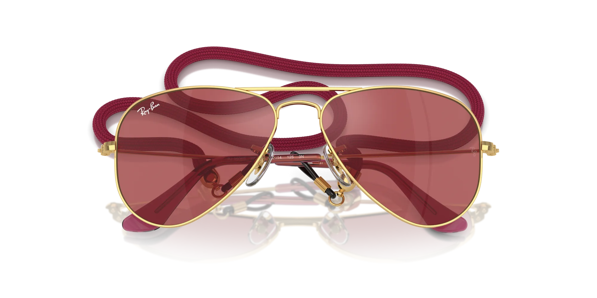Ray - Ban RJ9506S JUNIOR AVIATOR 223/B5 Occhiali da sole bambino Metallo Oro Rosso Pilot Normale Specchiato - immagine 2