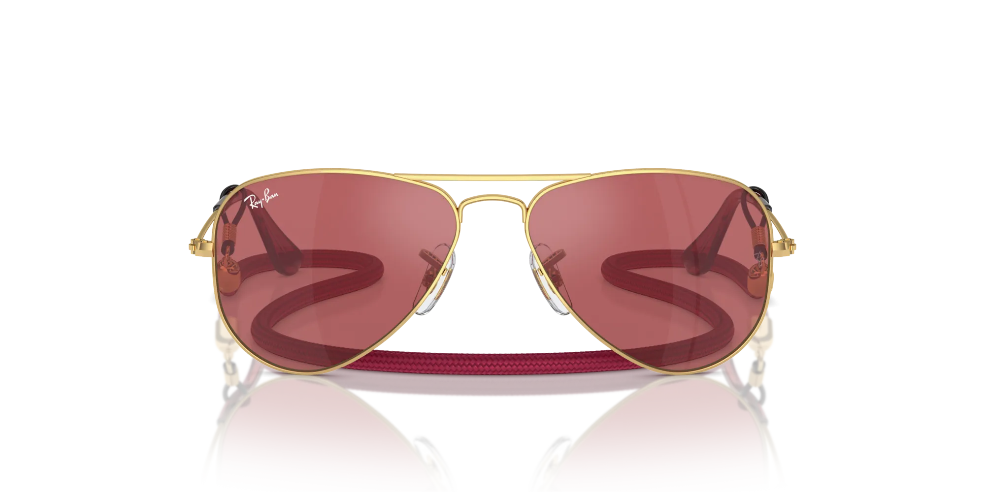 Ray - Ban RJ9506S JUNIOR AVIATOR 223/B5 Occhiali da sole bambino Metallo Oro Rosso Pilot Normale Specchiato - immagine 3