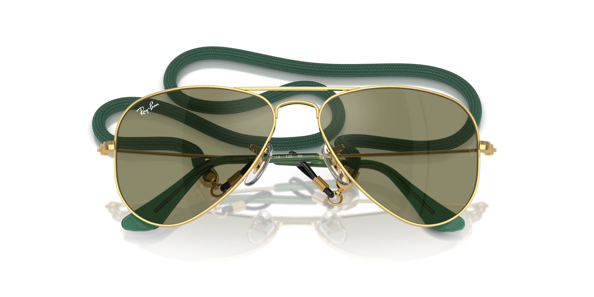 Ray - Ban RJ9506S JUNIOR AVIATOR 223/6R Occhiali da sole bambino Metallo Oro Verde Pilot Specchiate Specchiato - immagine 2