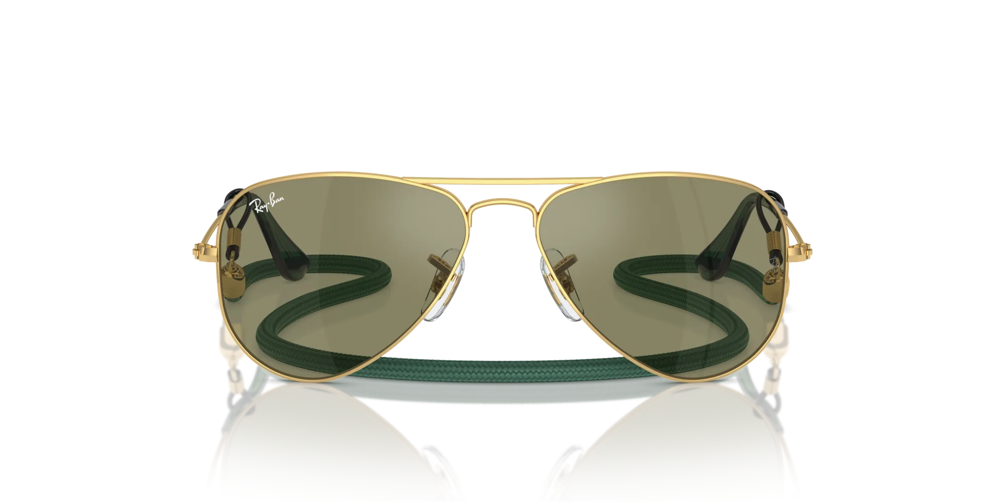 Ray - Ban RJ9506S JUNIOR AVIATOR 223/6R Occhiali da sole bambino Metallo Oro Verde Pilot Specchiate Specchiato - immagine 3